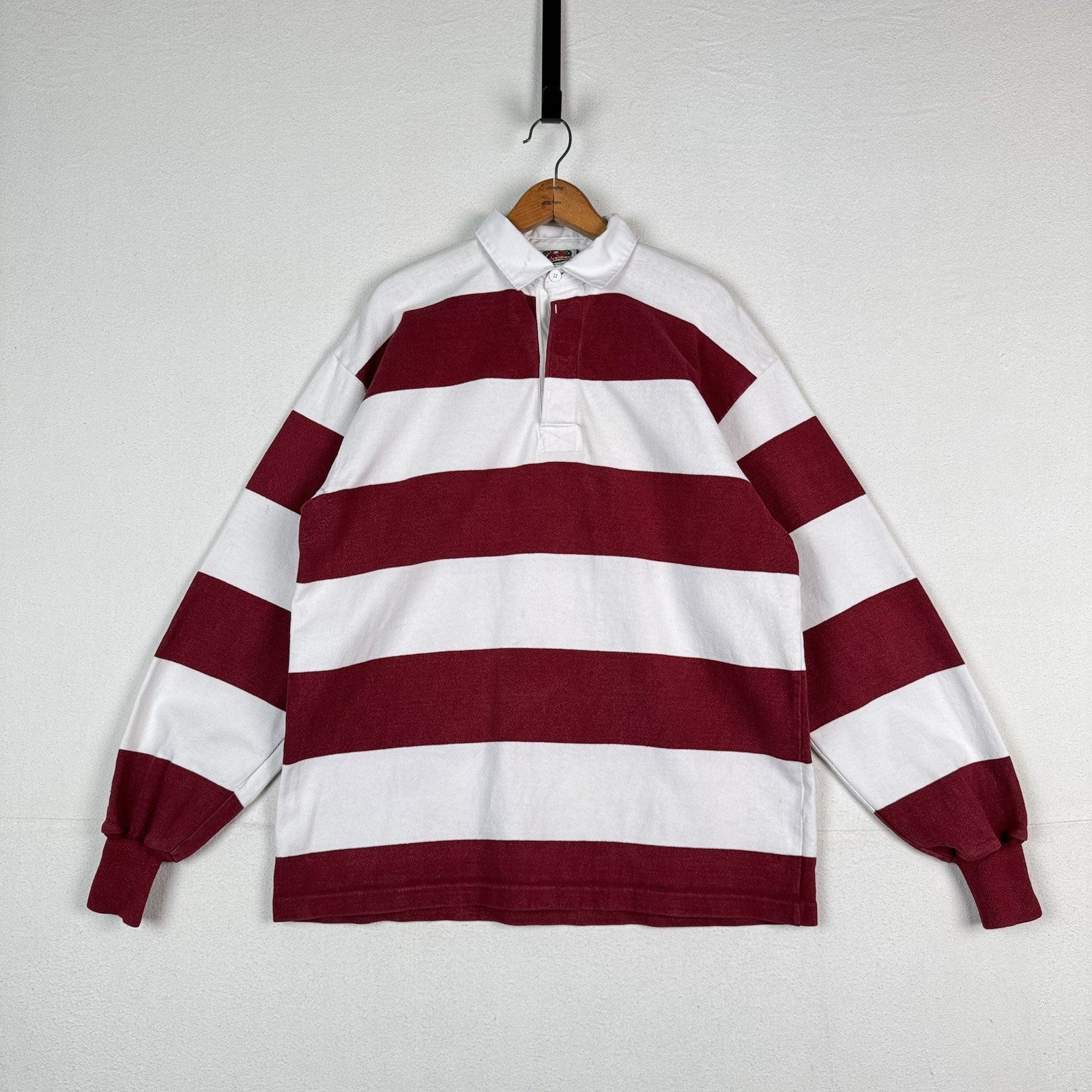 Vintage Rugby Men’s XXL Barbarian Long Sleeve Red White Stripe Polo *Read
