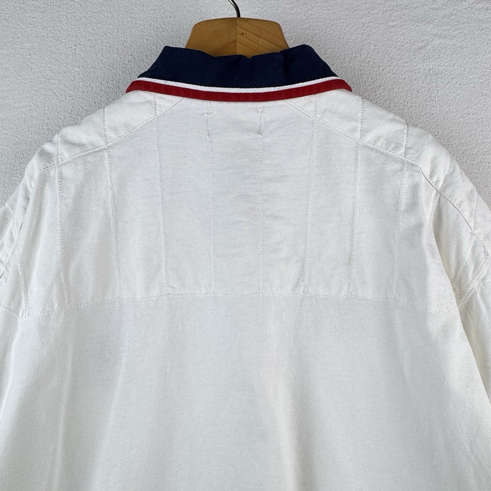Vtg Polo Ralph Lauren White Rugby Shirt Big Pony 4XB Jockey Club Crest Quilted