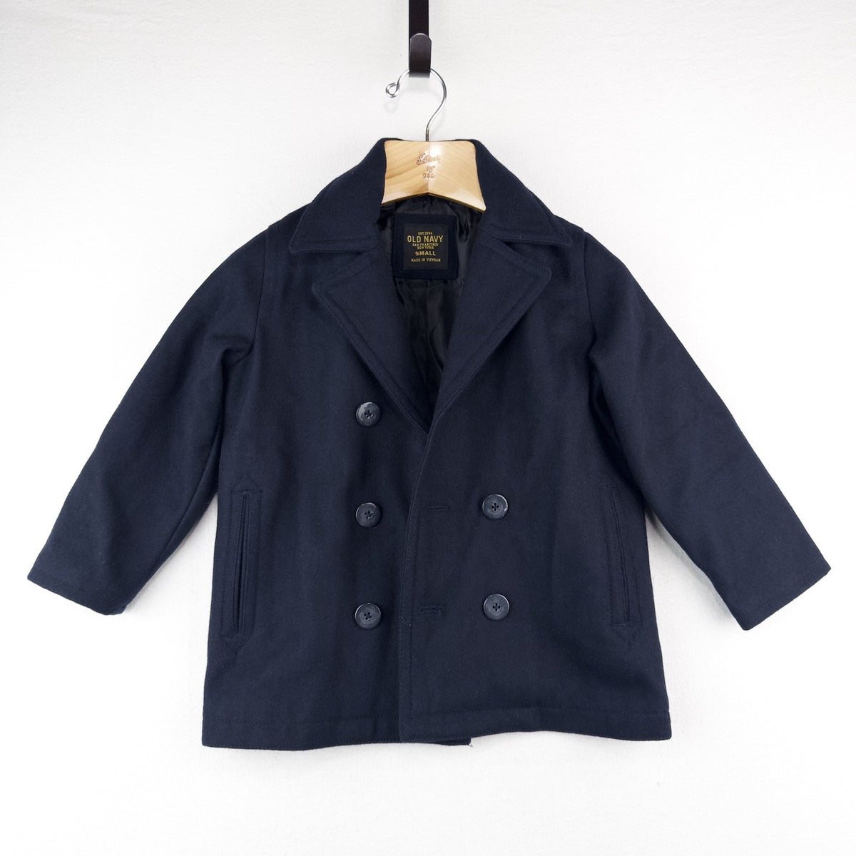 Old Navy Kids Small Navy Blue Wool Blend Peacoat Jacket *Missing Button