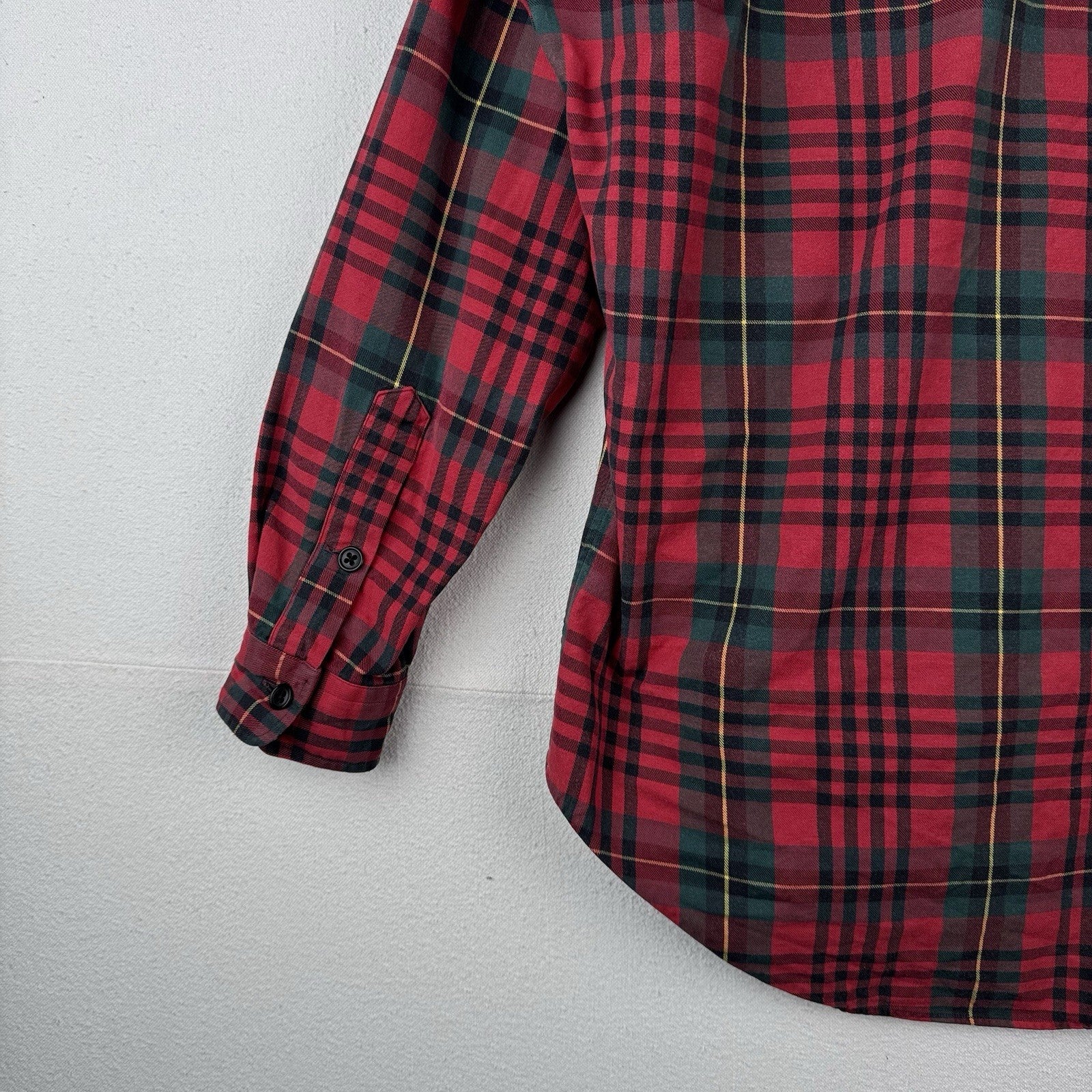 90’s Vtg Polo Ralph Lauren Tartan Plaid Wool Blend Flannel Shirt Men's M Red