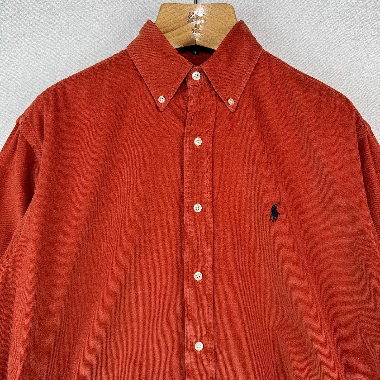 Ralph Lauren Blaire Button Down Corduroy Shirt Red Burnt Orange Men’s Medium