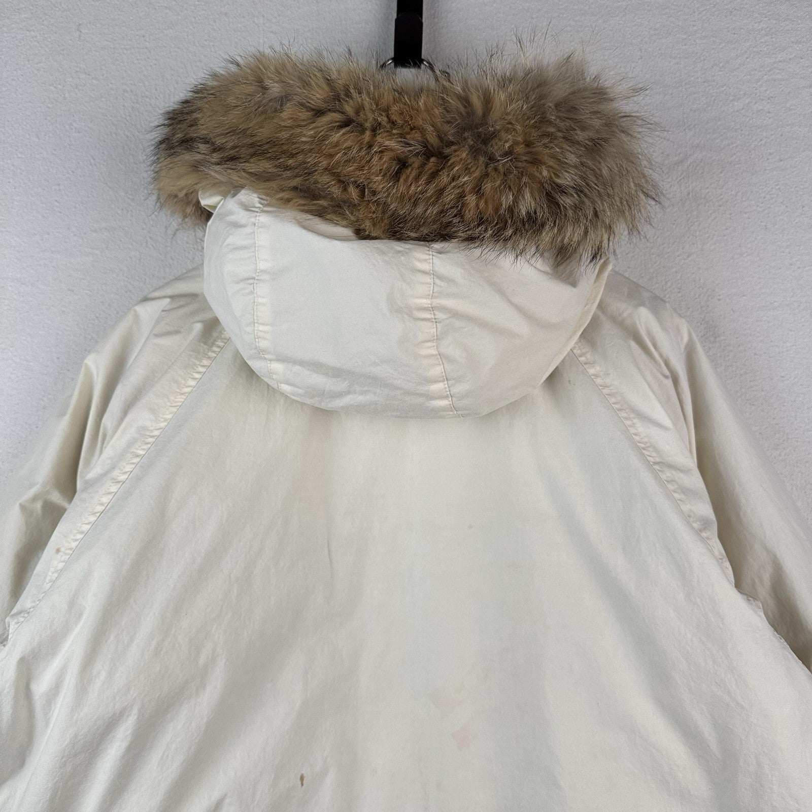 90’s Vtg Polo Ralph Lauren White Down Parka Mens M Coyote Fur Hood Coat *Read