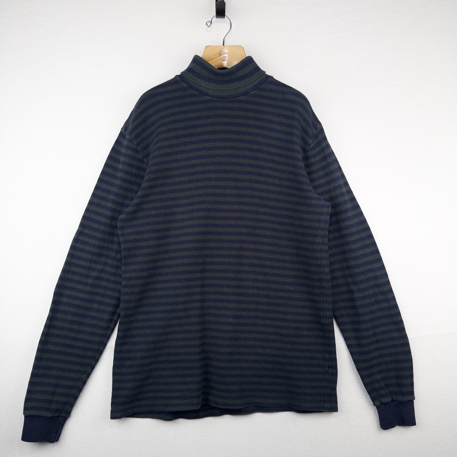 80’s Vtg Polo Ralph Lauren Men’s L Waffle Knit Stripe Turtleneck Made In USA
