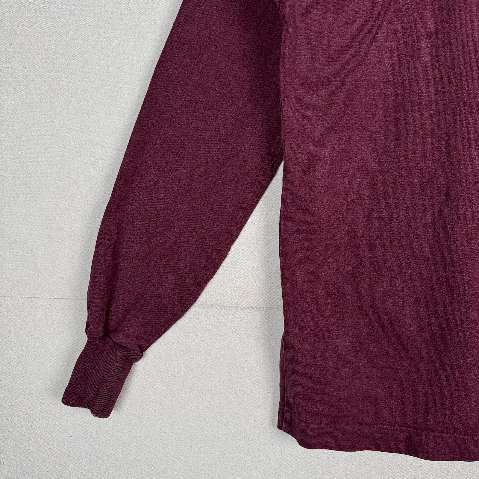 L.L. Bean Rugby Polo Shirt Mens L Large Tall Vintage Burgundy Long Sleeve