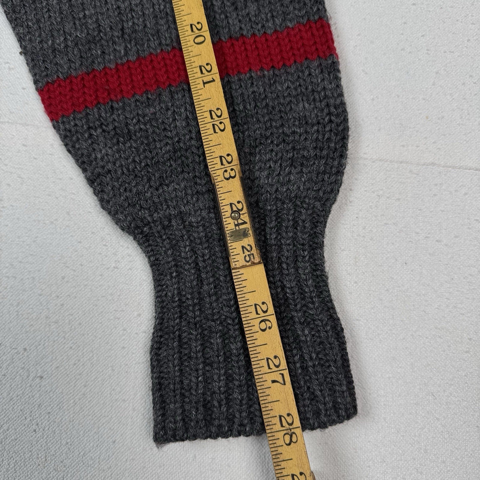 90’s Vtg Polo Ralph Lauren Striped Boat Neck Wool Knit Sweater Gray Red Crest XL