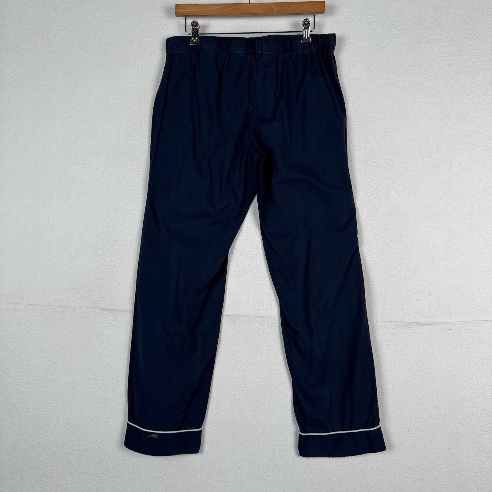 J. Crew Pajamas Loungewear Set Women's Small Navy Blue White Piping Long Sleeve