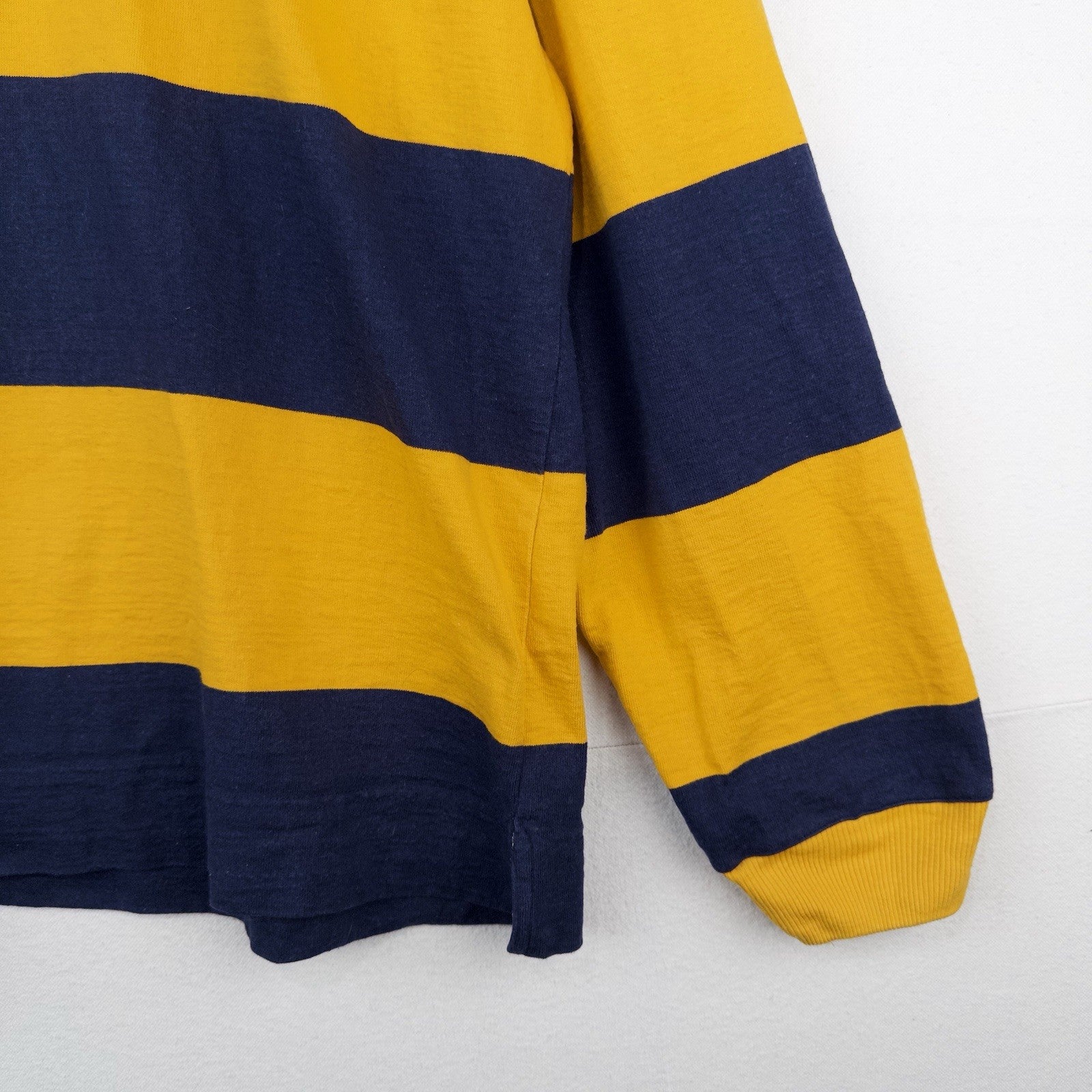 80’s Vtg Steeplechase Men’s XL Yellow Blue Striped Long Sleeve Polo Rugby