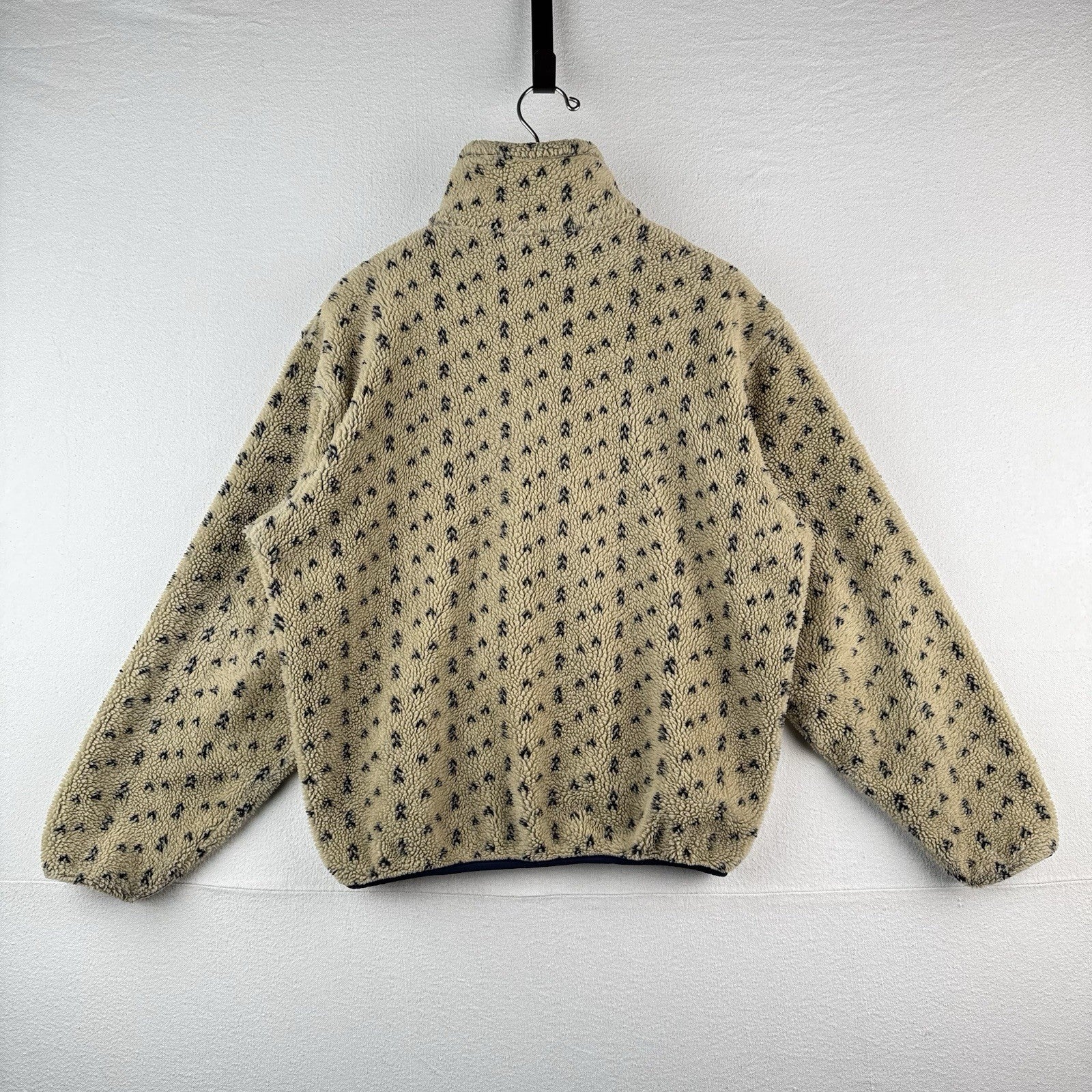 80's Vtg L.L. Bean Tan Beige Birdseye Fleece Sherpa Jacket Size M Deep Pile Boxy