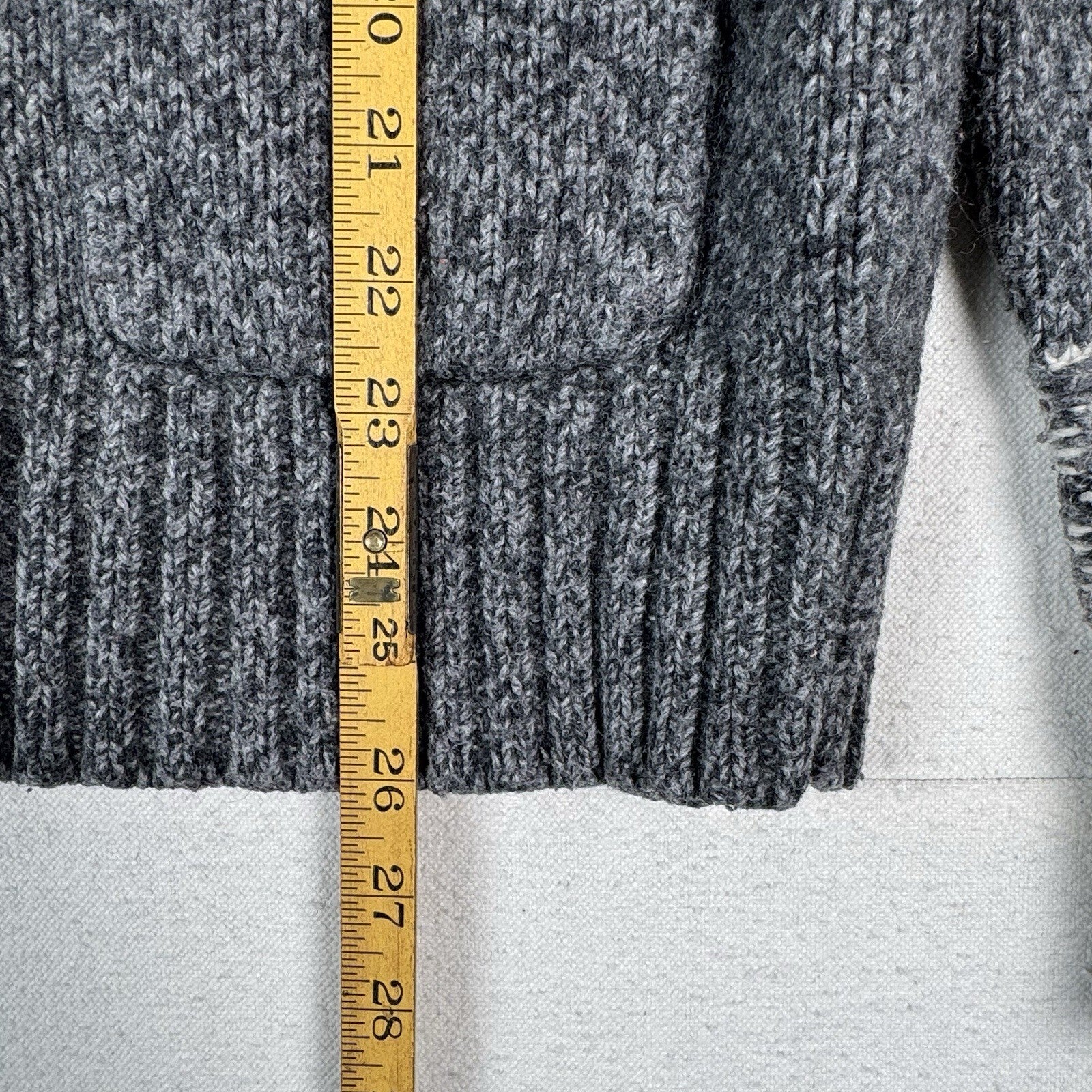 Gap Lambswool Cardigan Sweater Mens M Shawl Collar Nordic Chunky Gray Off-White