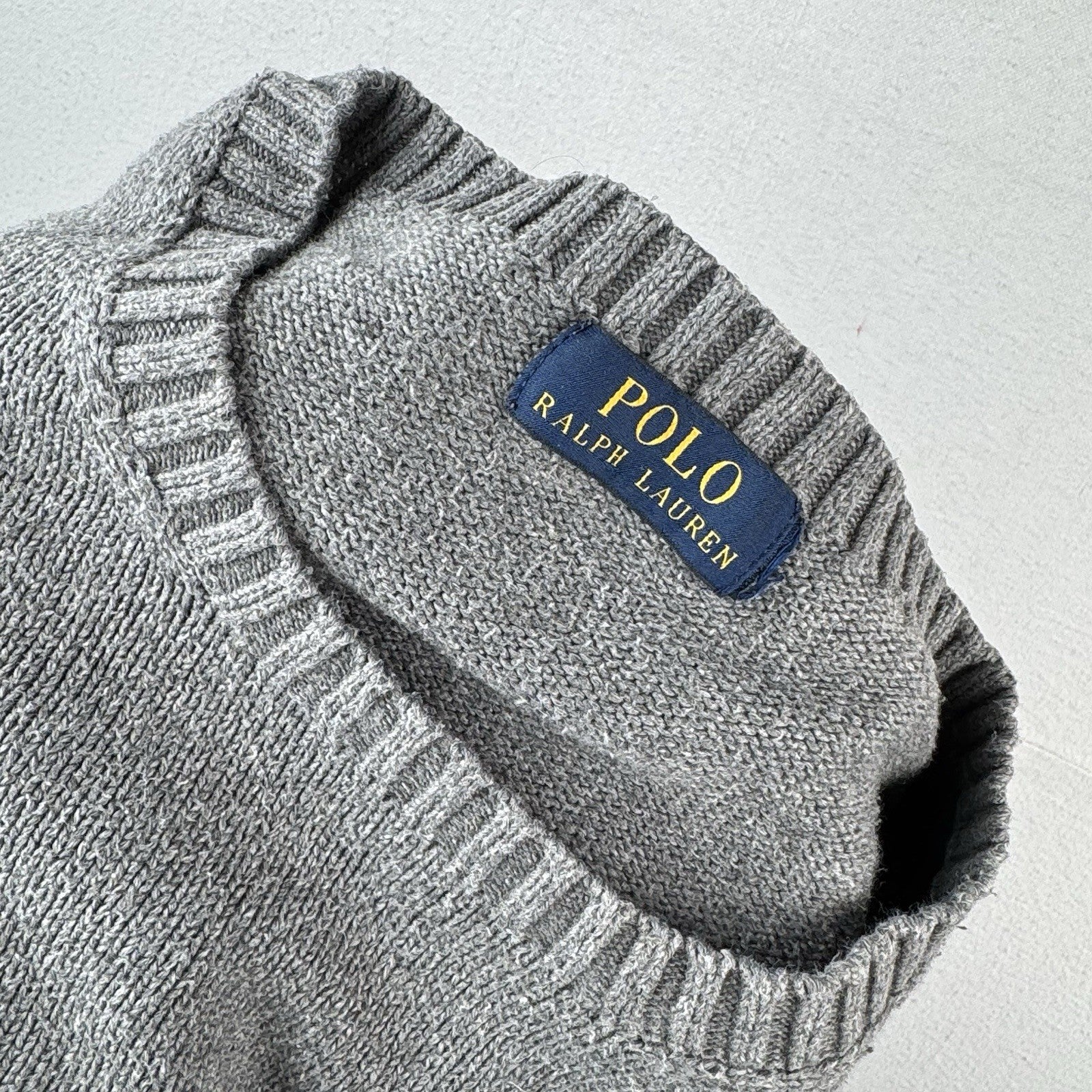 Polo Ralph Lauren Cotton Gray Knit Crewneck Sweater Men’s XLarge XL Blue Pony