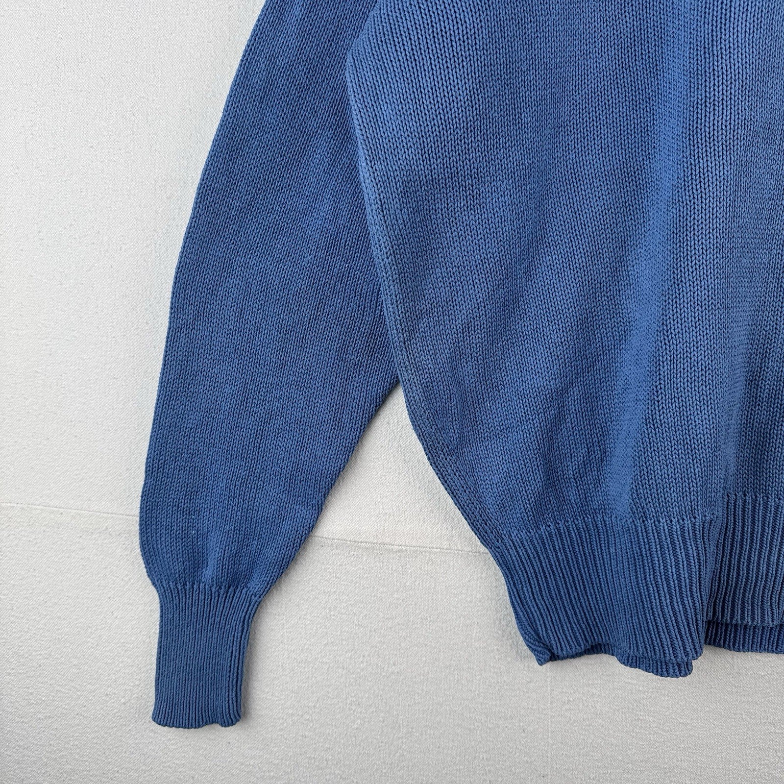 90s Vtg Polo Ralph Lauren Men’s L Cookie Sweater Patch Embroidered Raglan Blue