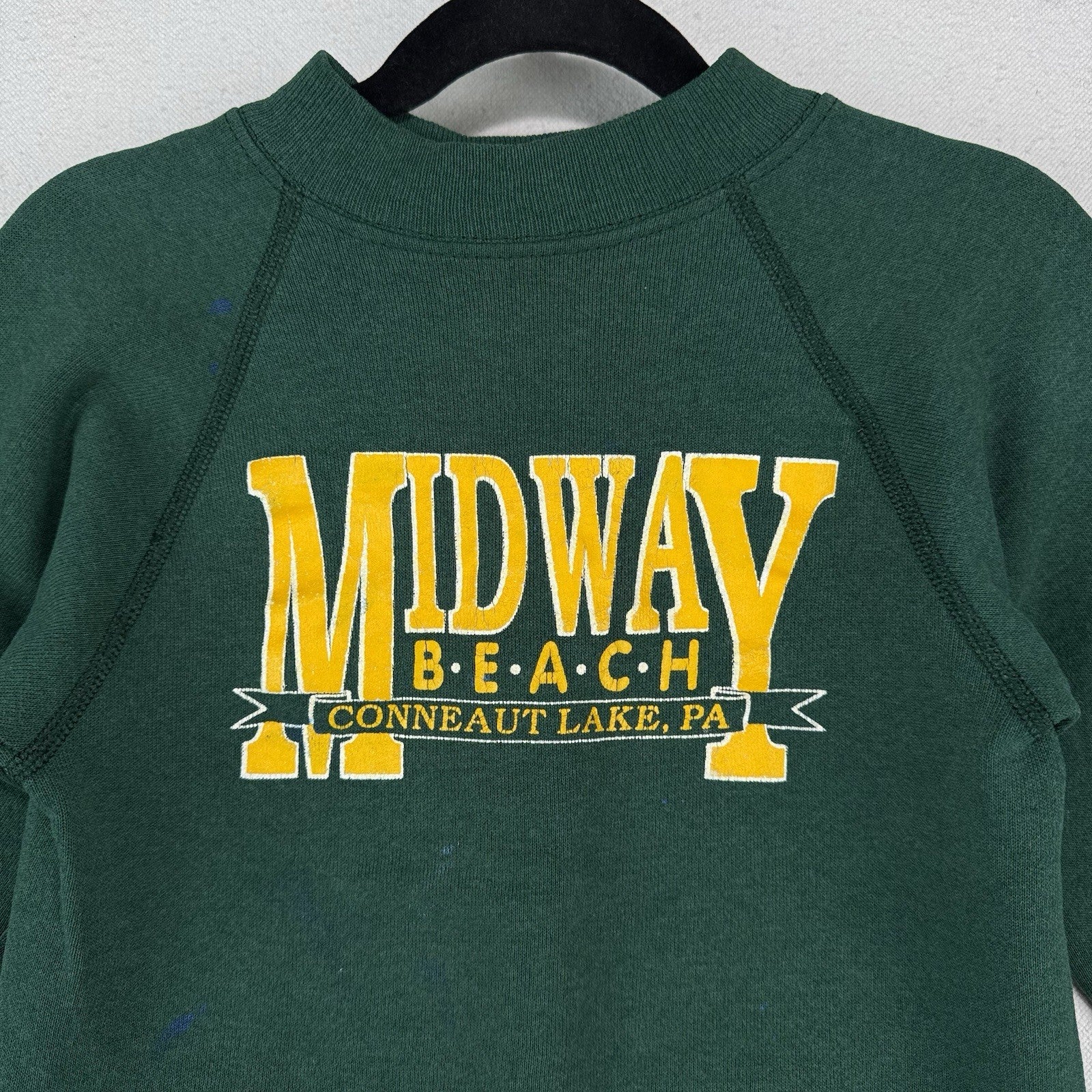 Vintage Midway Beach PA Toddler 4T (13x17) Raglan Sweatshirt Green