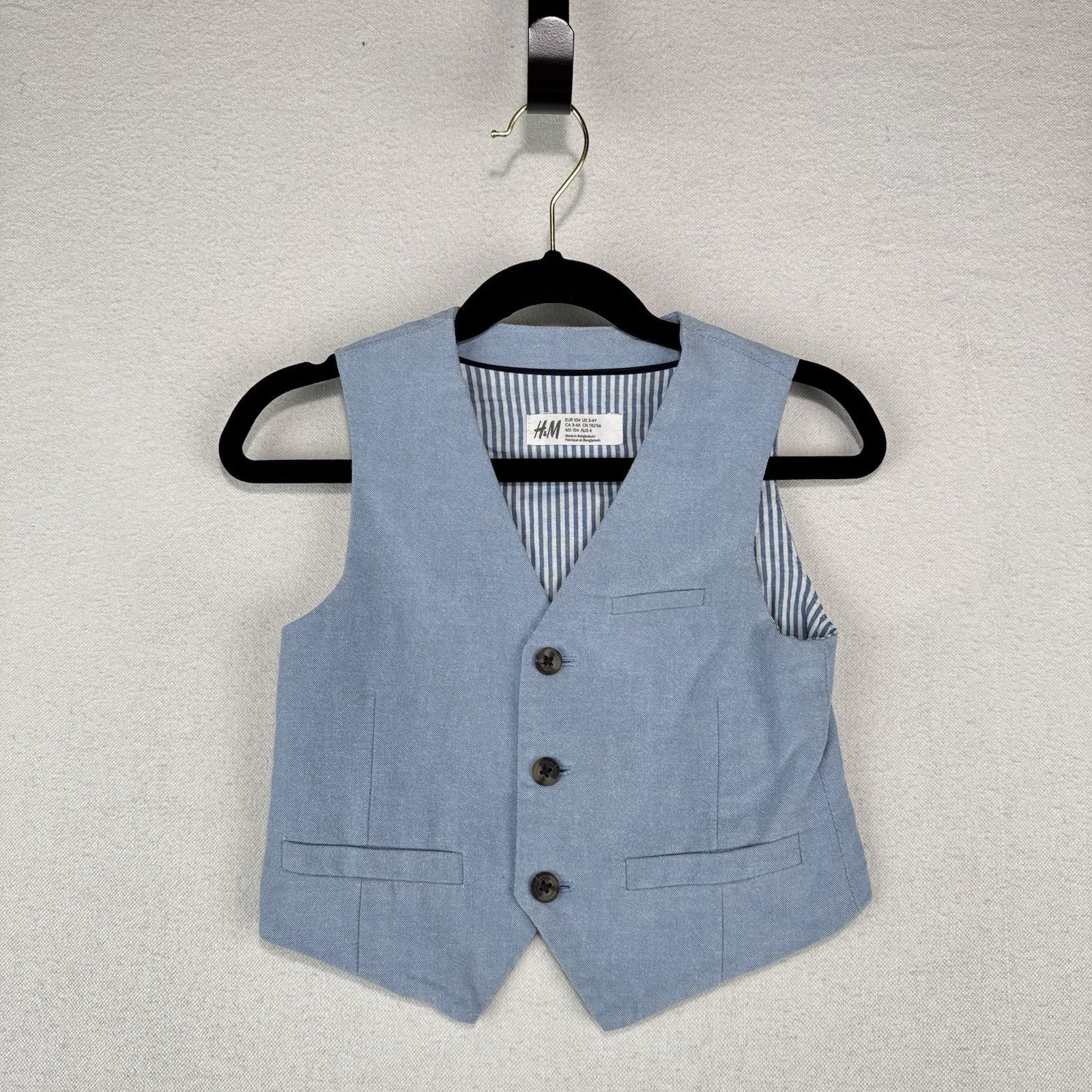 H&M Boys 3-piece Blue Suit Pants 5-6Y, Vest 3-4Y, Blazer 5-6Y *Read