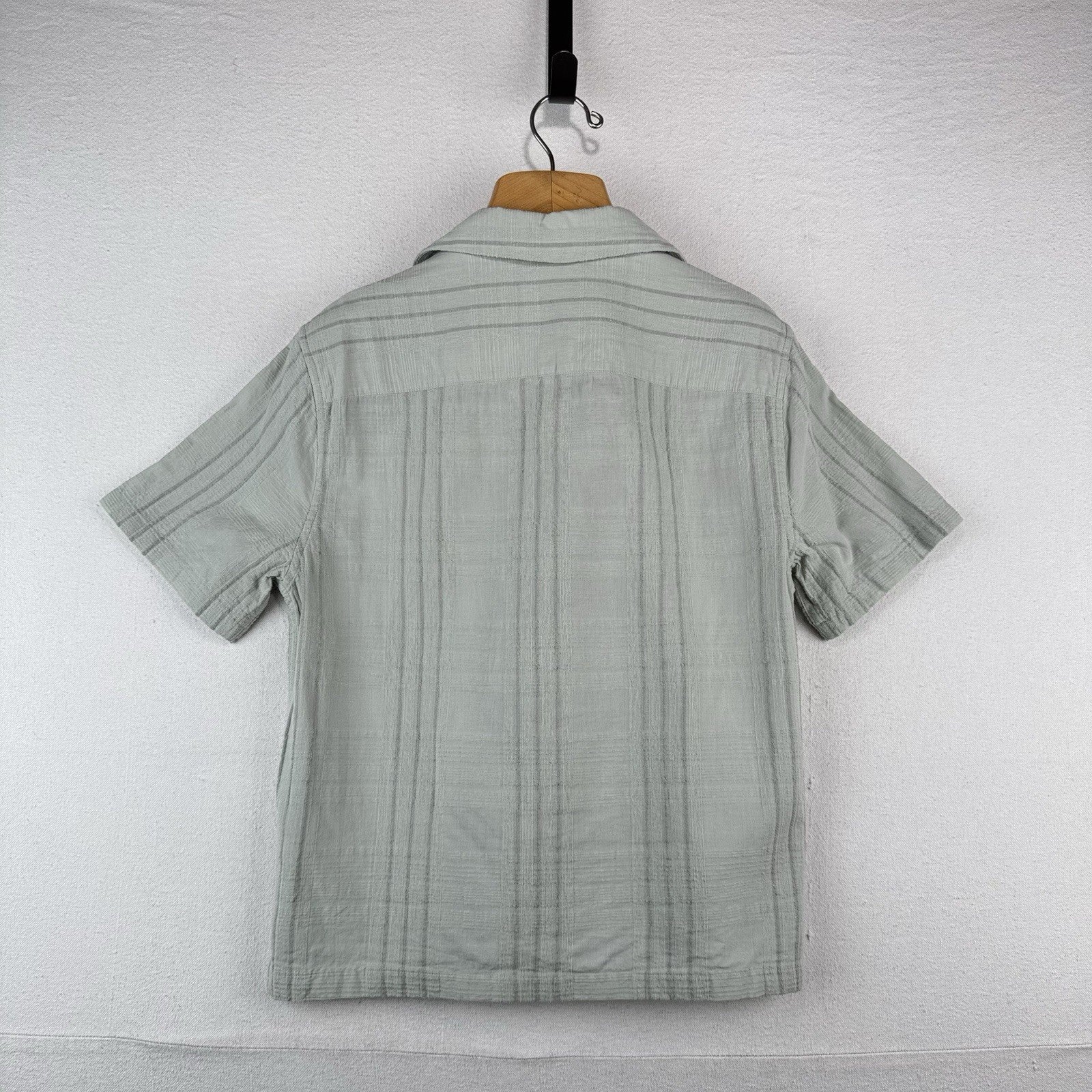 Abercrombie & Fitch Shirt Men XS Sage Green Linen Blend Camp Collar Resort Shirt