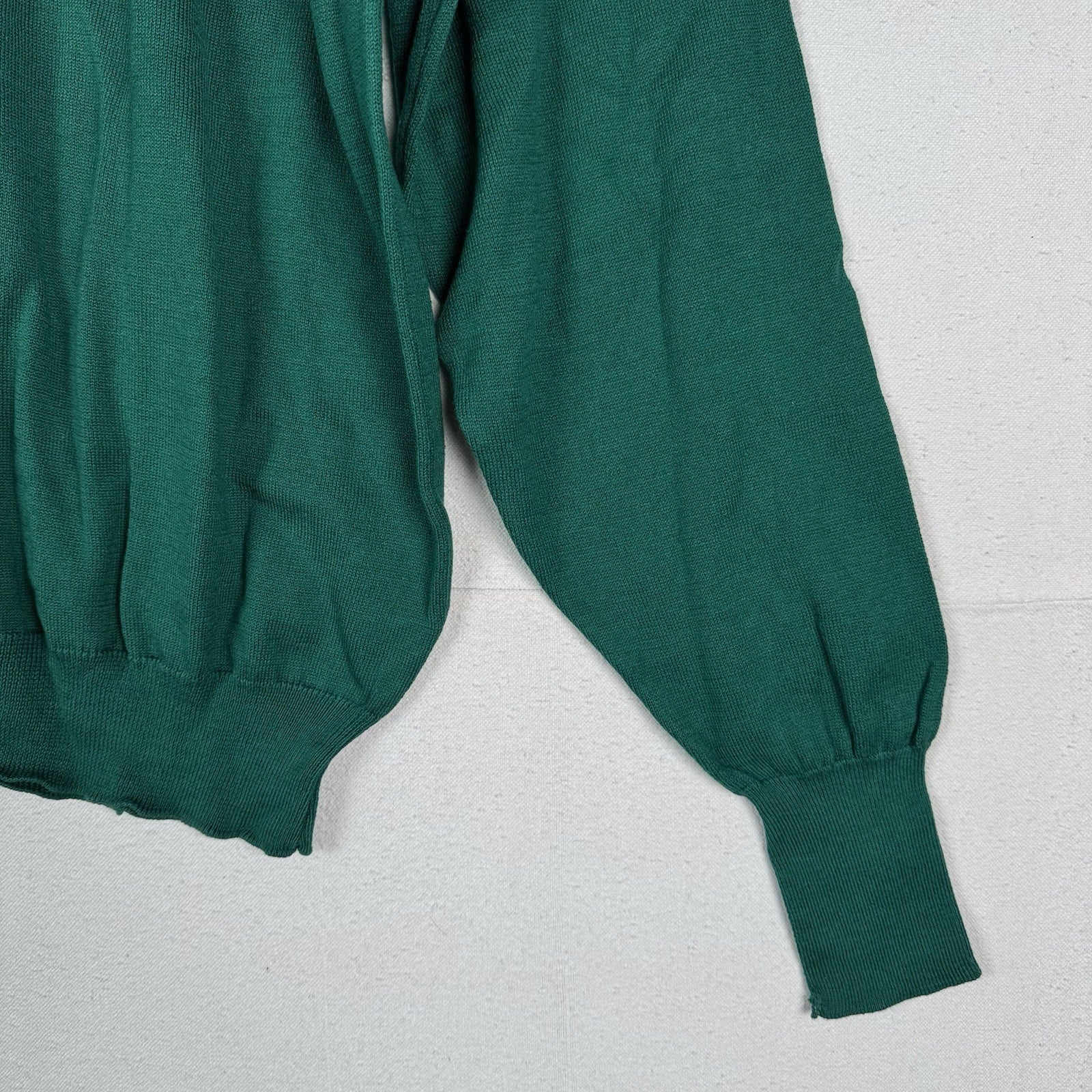 80’s Deadstock 100% Sea Island Cotton Polo Button Long Sleeve Green 2XL Made USA