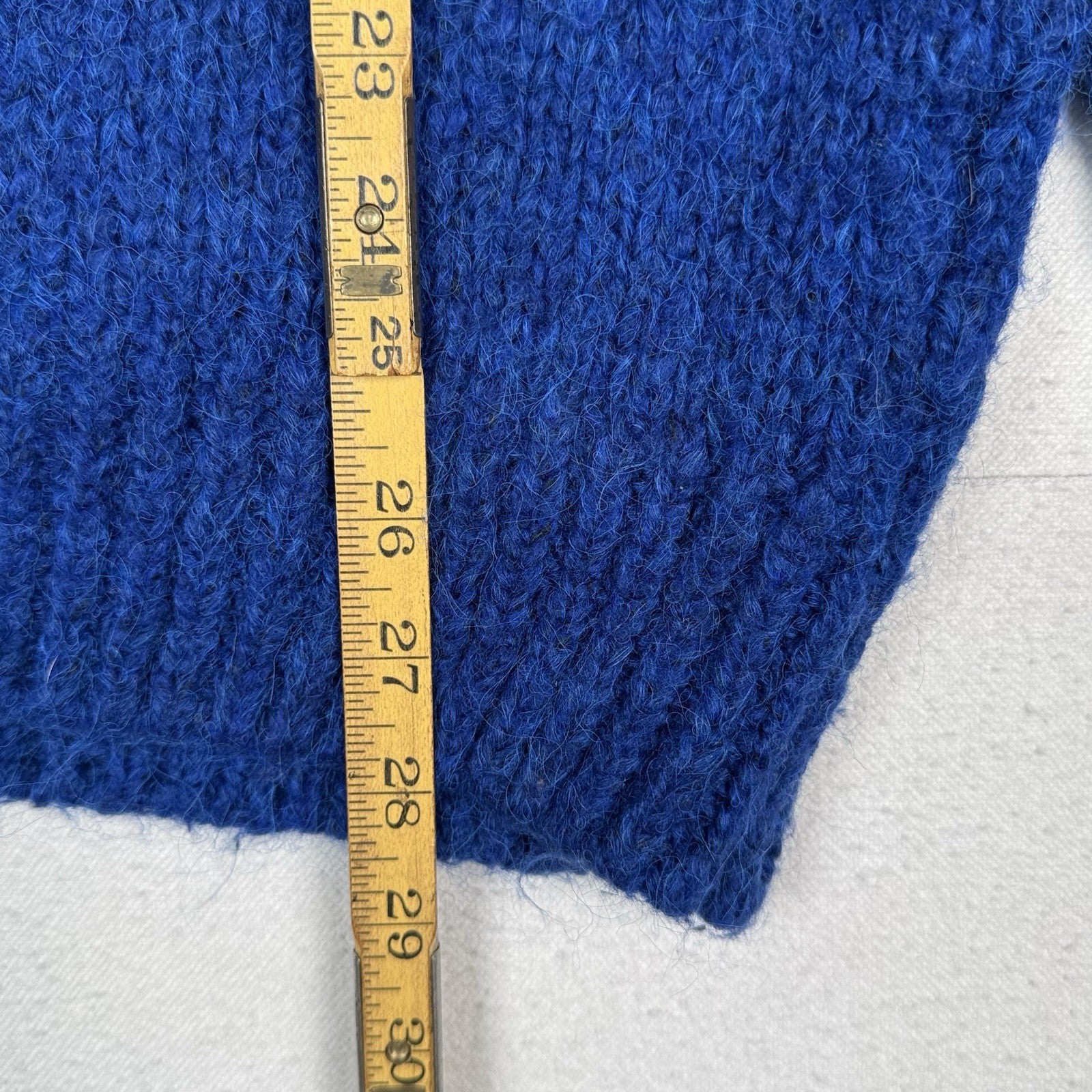 Zara Knit Pullover Sweater Wool Blend Blue Large Cozy Boxy