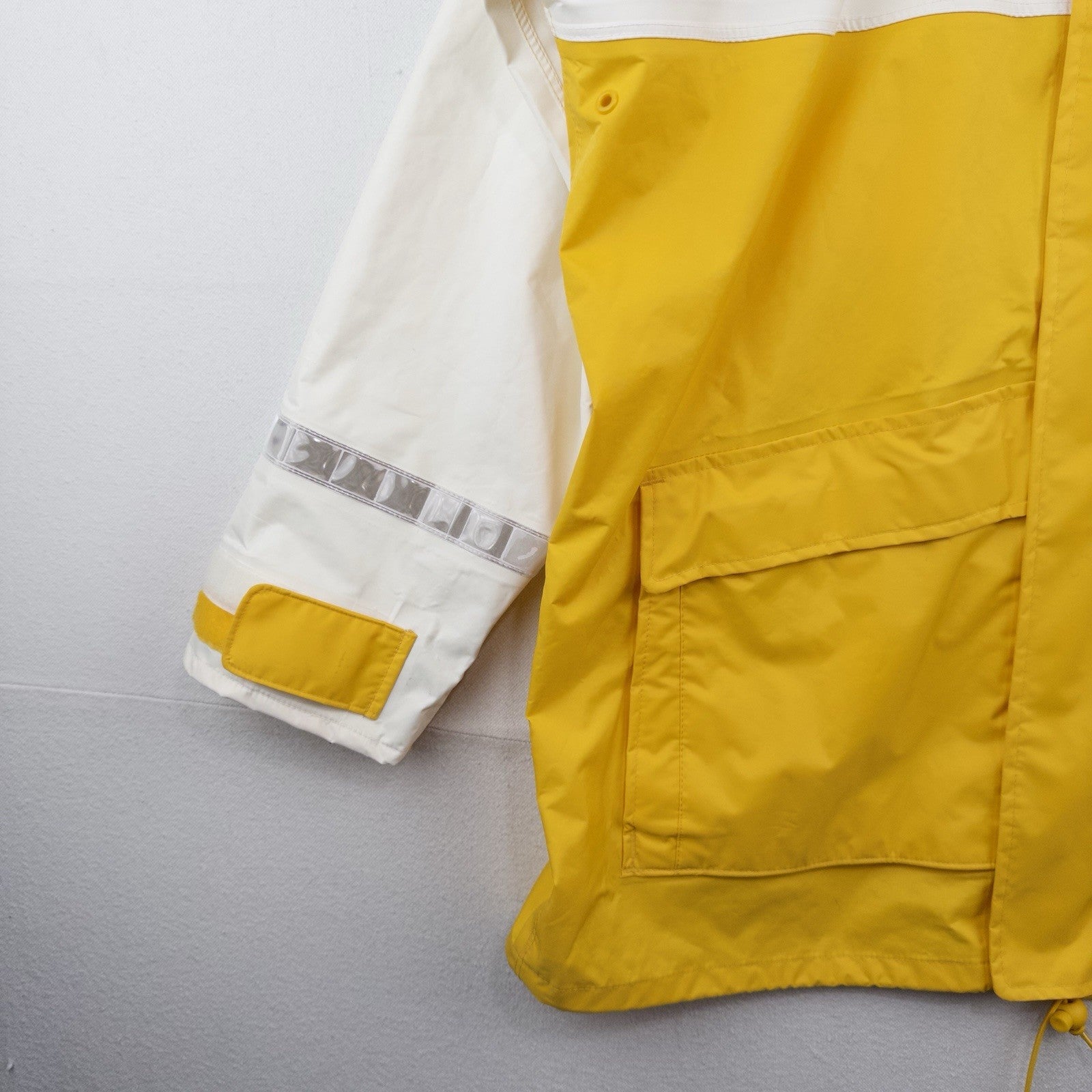 80’s Vtg High Seas Foul Weather Sailing Jacket Hooded Yellow White Men’s M