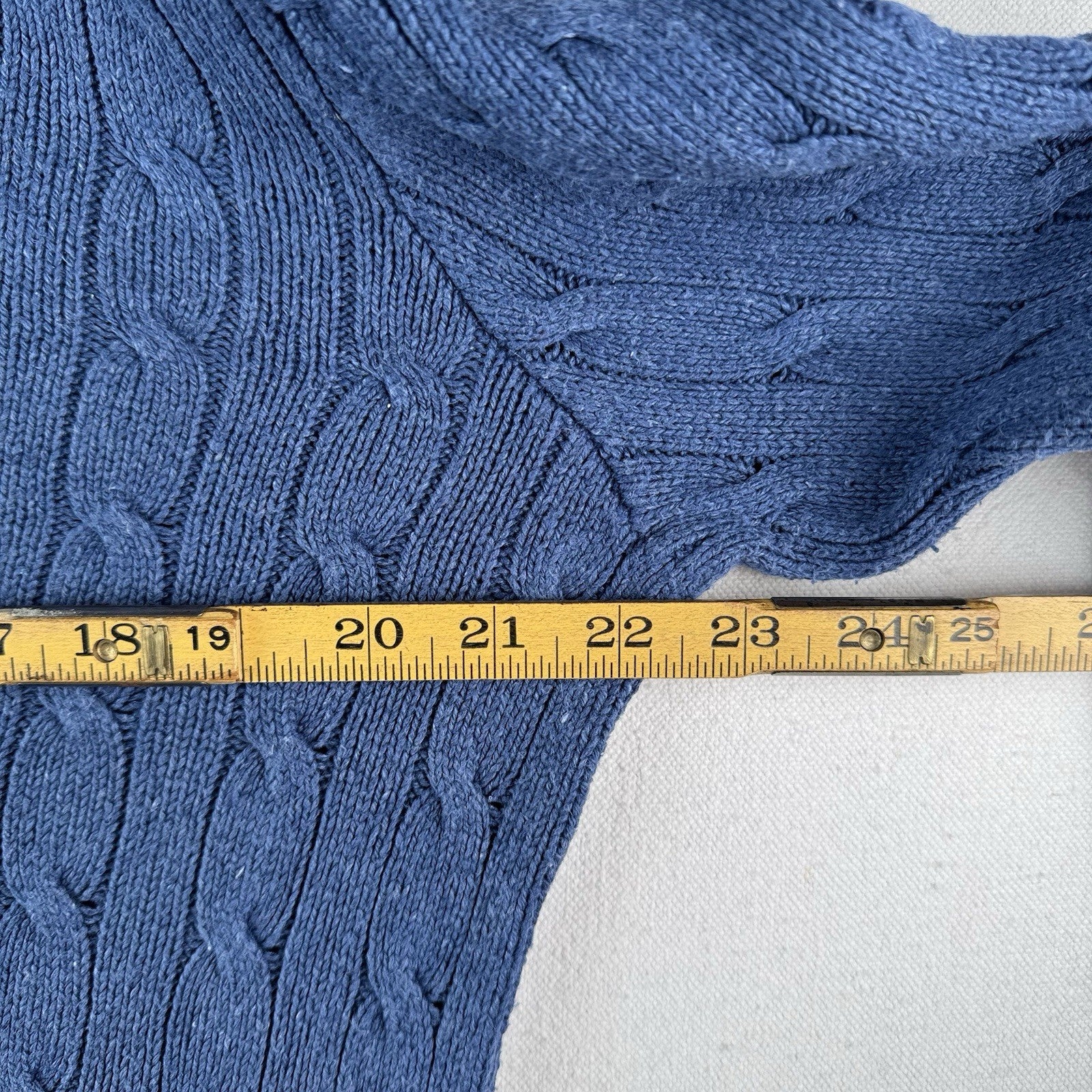 Vintage Polo Ralph Lauren 100% Silk Sweater Mens Large Blue Cable Knit V Neck