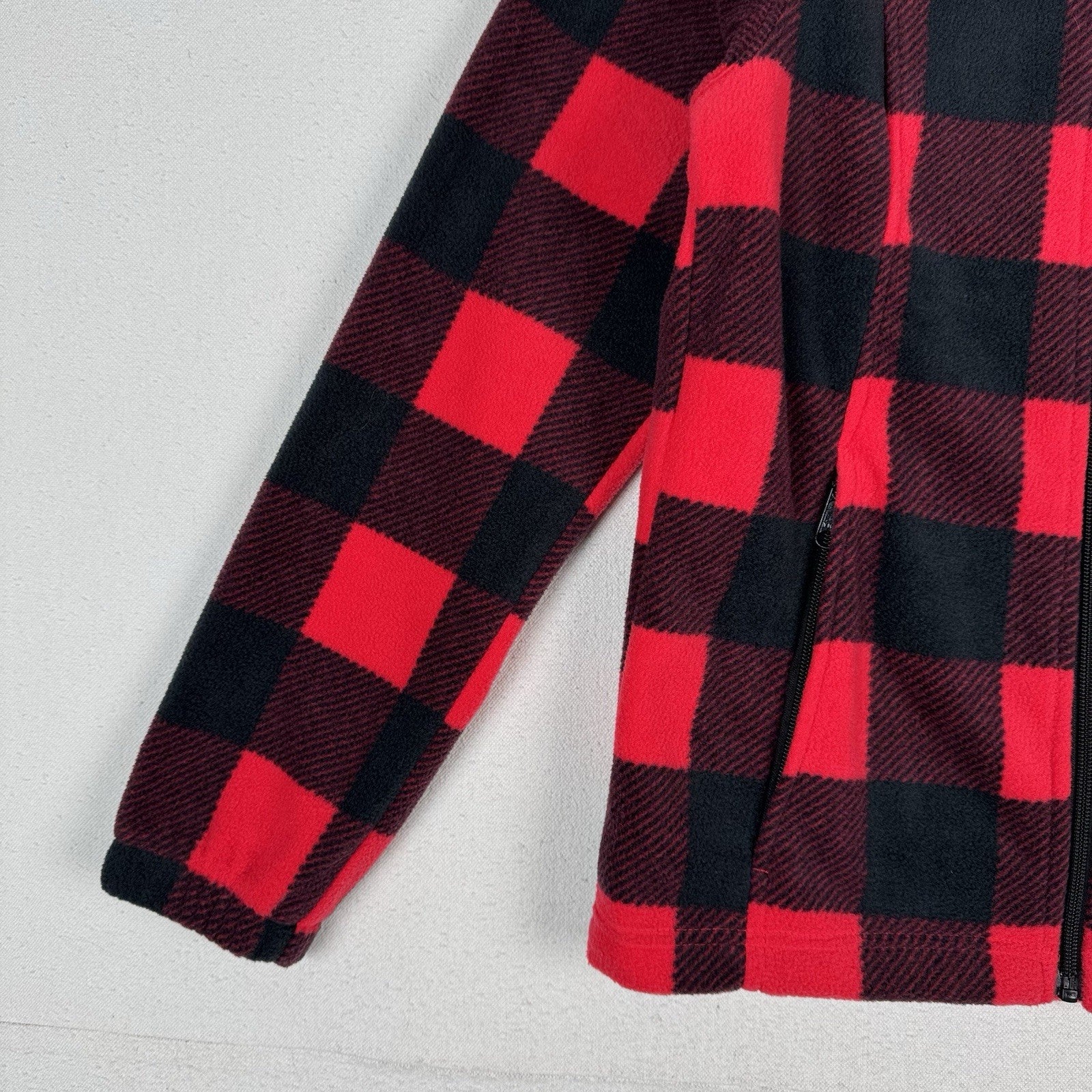 Columbia Women’s Small Buffalo Plaid Fleece Jacket Red Black Full Zip NWT