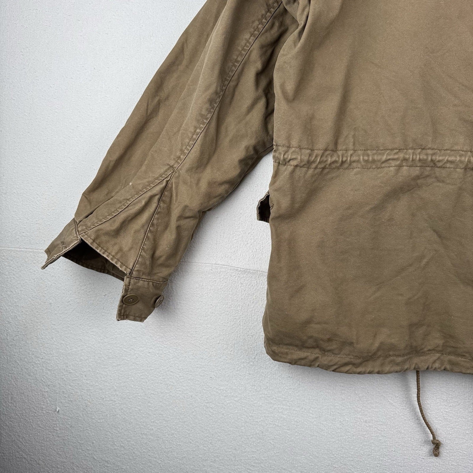 American Eagle M-65 Style Field Jacket Mens L Khaki Military Stowaway Hood *Read