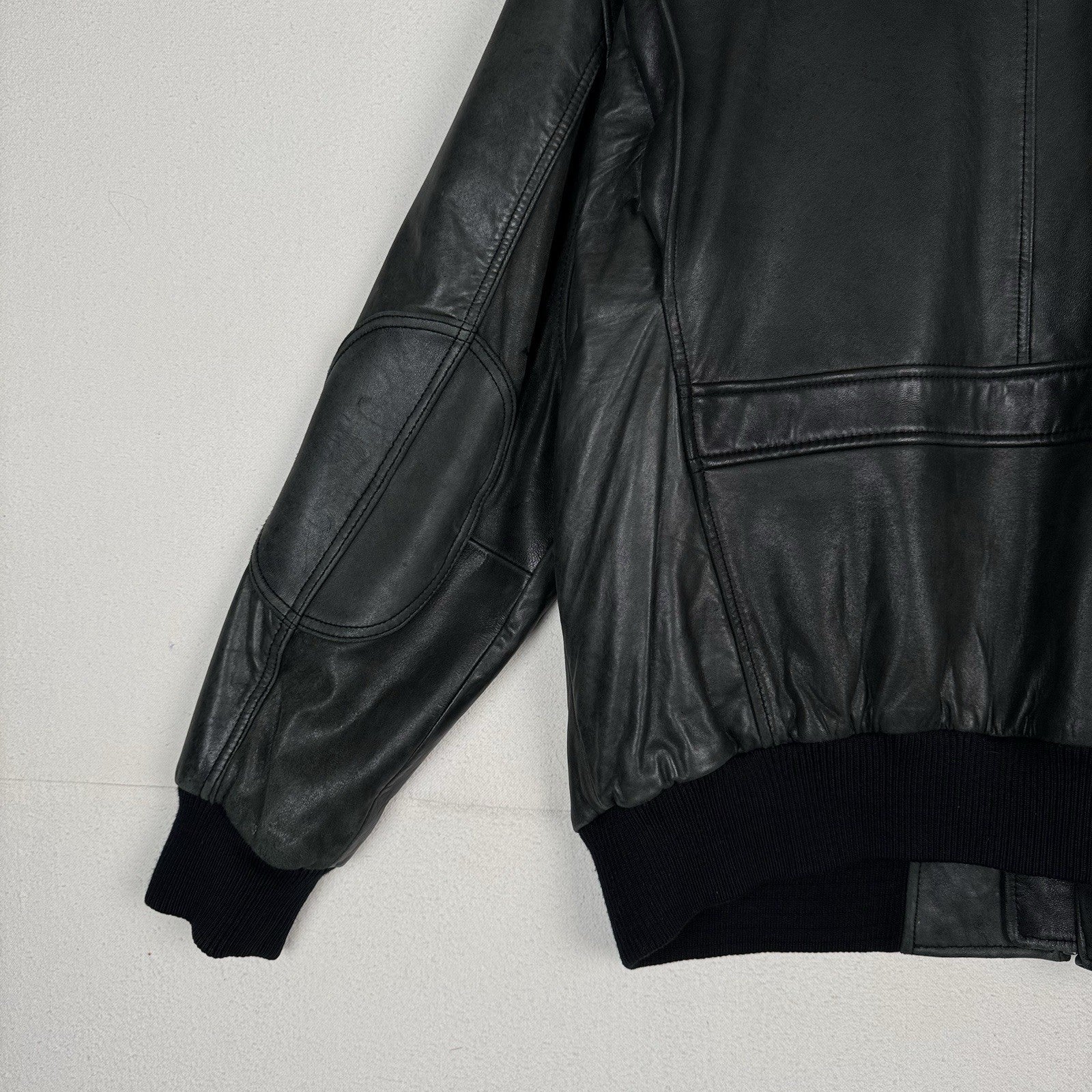 Roundtree And Yorke Genuine Lamb Skin Soft Leather Bomber Jacket Men’s XL Green