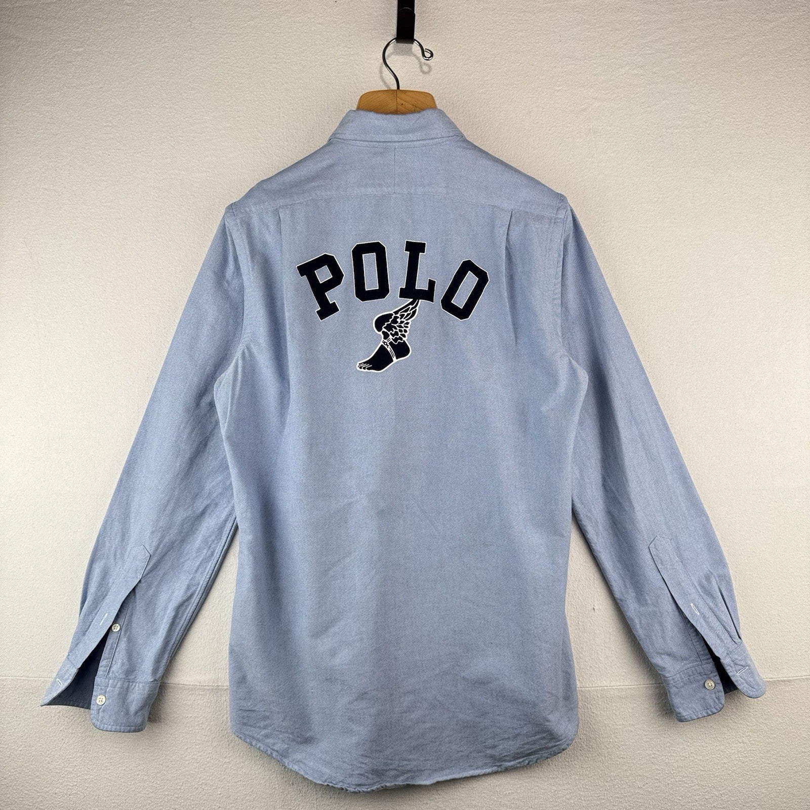Polo Ralph Lauren Men’s M Classic-Fit Embroidered P-Wing Oxford Shirt Blue