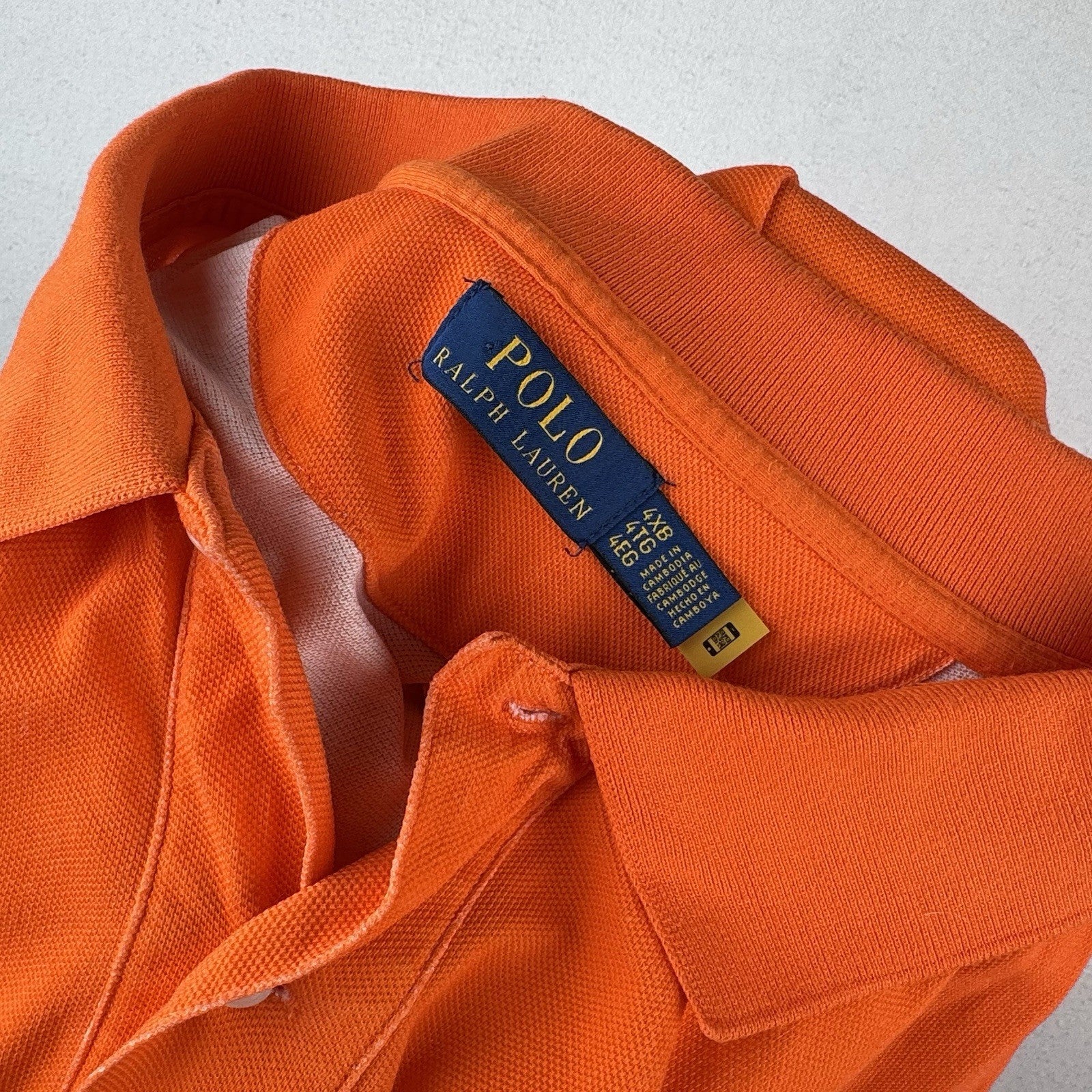 Polo Ralph Lauren Polo Speedboat  Men 4XB Orange Mesh Graphic Polo Shirt