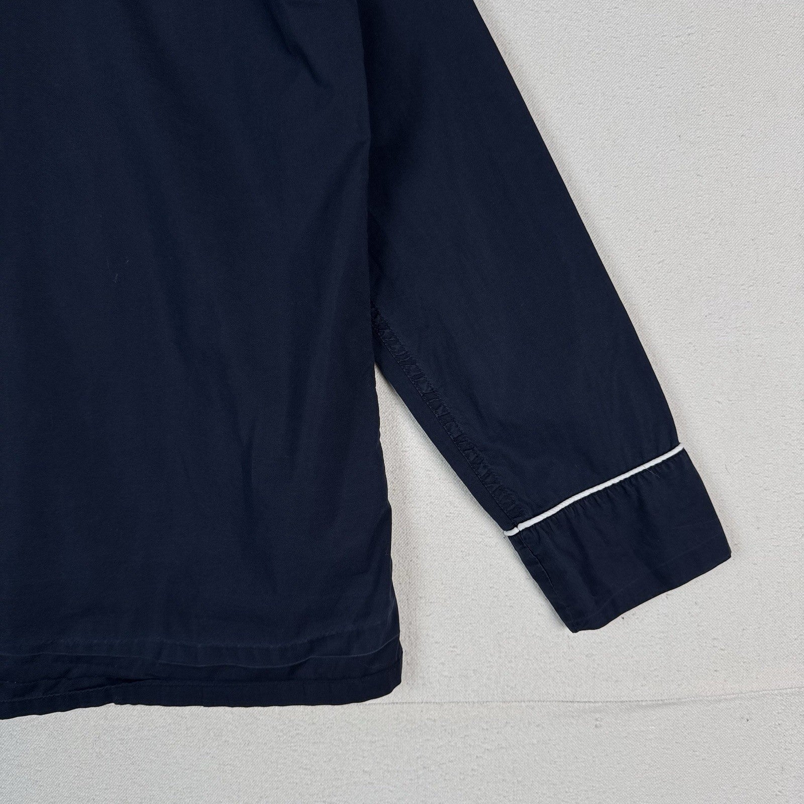 J. Crew Pajamas Loungewear Set Women's Small Navy Blue White Piping Long Sleeve
