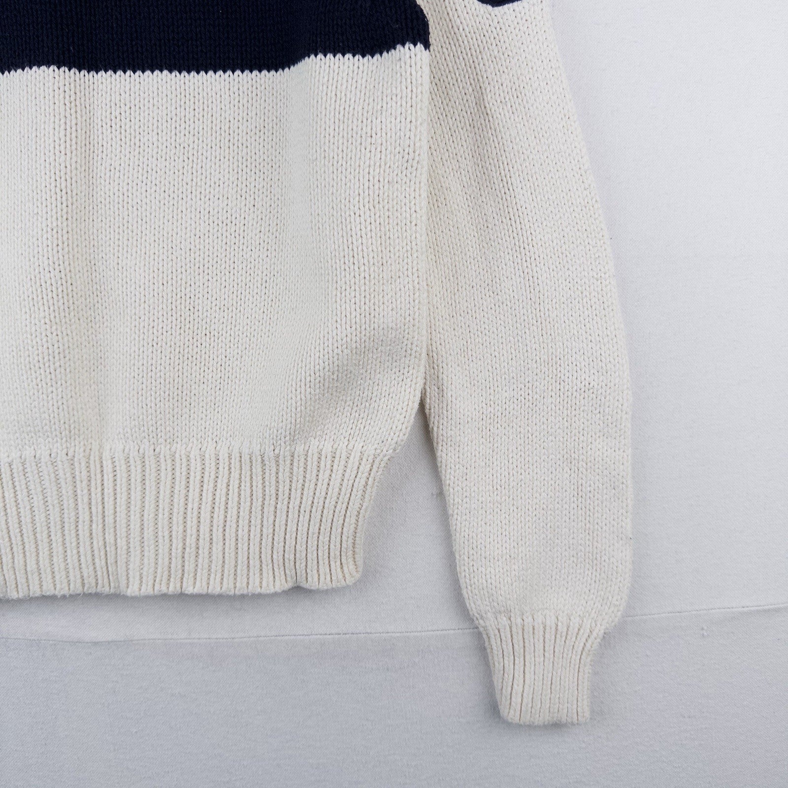 90’s Vtg Polo Ralph Lauren Turtleneck Sweater #3 Men’s M White Navy Pima Cotton