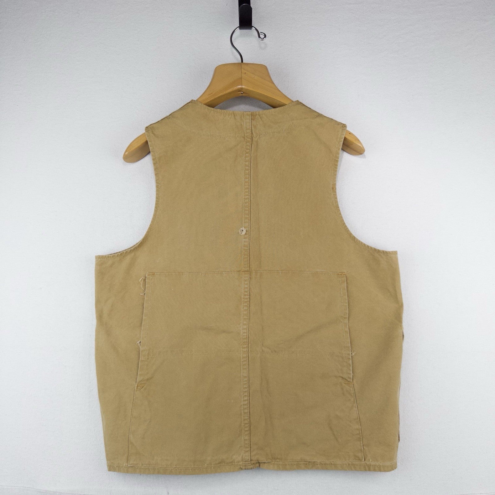 50's Vtg JC Higgins Hunting Shooting Vest Mens L (44) Canvas Khaki Tan Sportsman