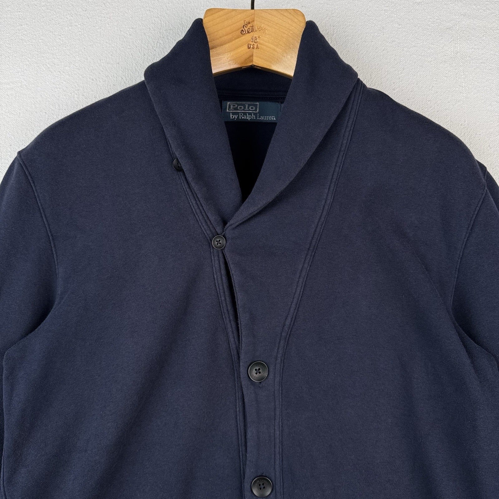 Polo Ralph Lauren Sweater Men’s Small Blue Solid Button Cardigan Shawl College