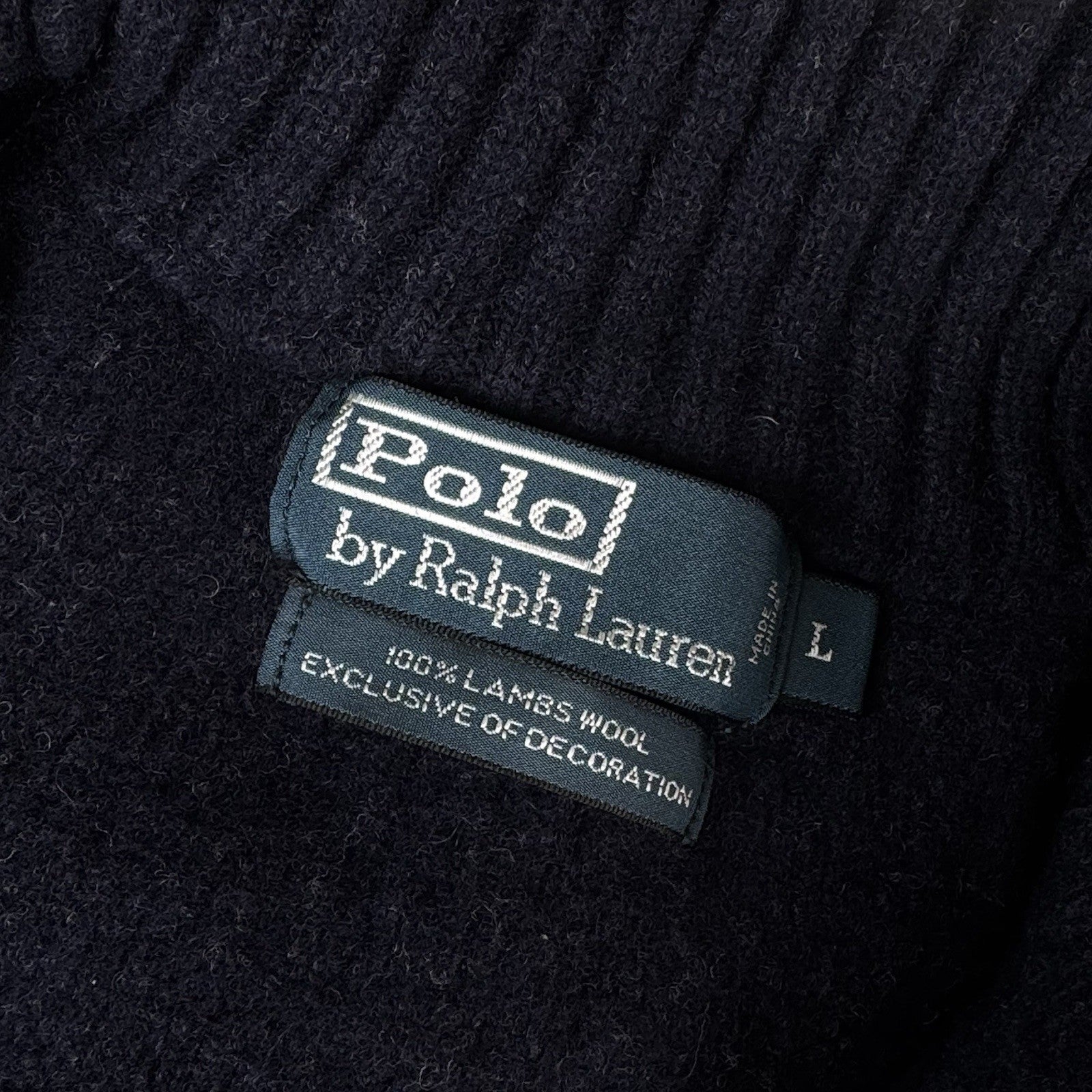 Polo Ralph Lauren 100% Lambswool Youth L Military Blue Sweater P2P:19” Welted*