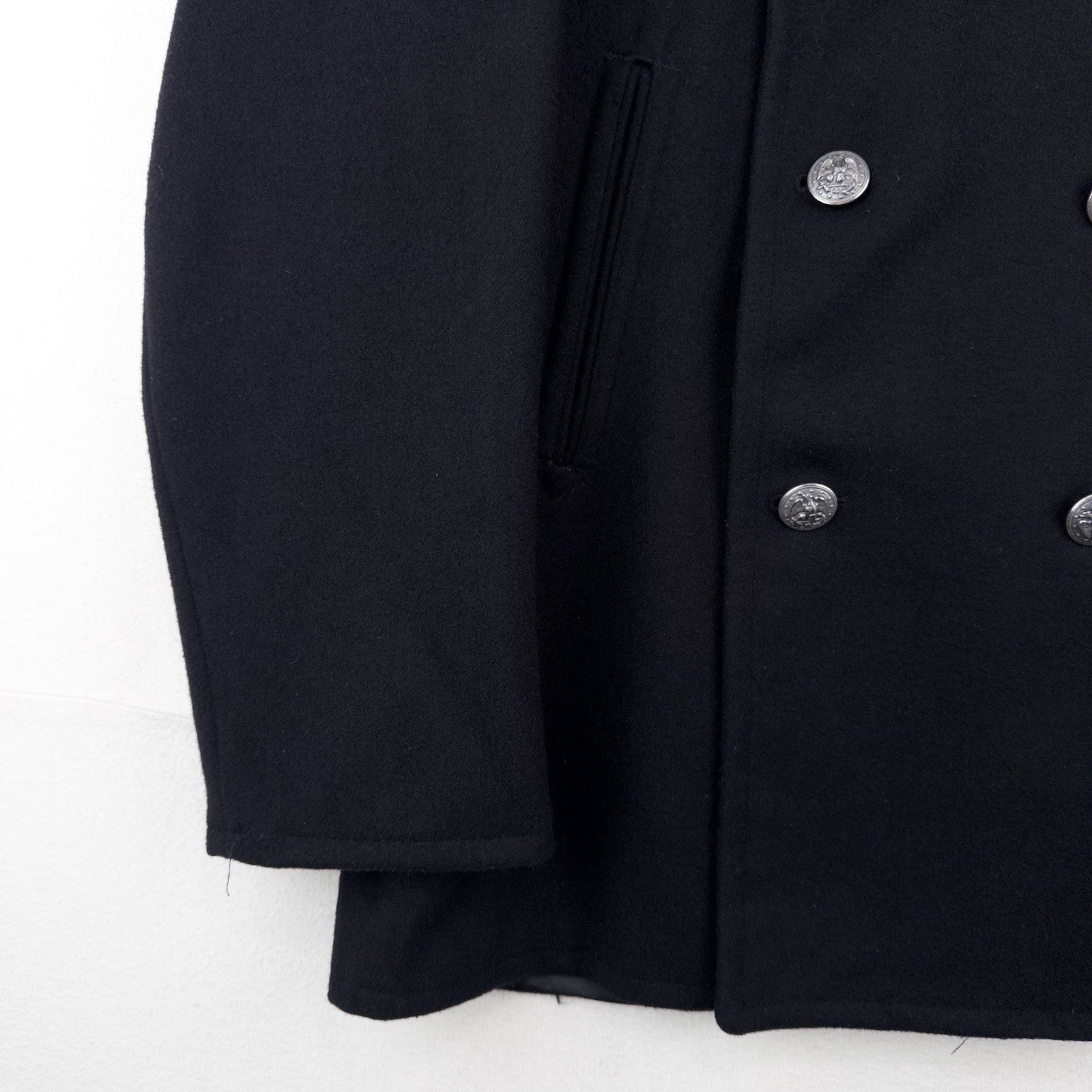 70's Vtg Navy Enlisted Military Peacoat Coat Men’s 40R Blue Wool Metal Buttons
