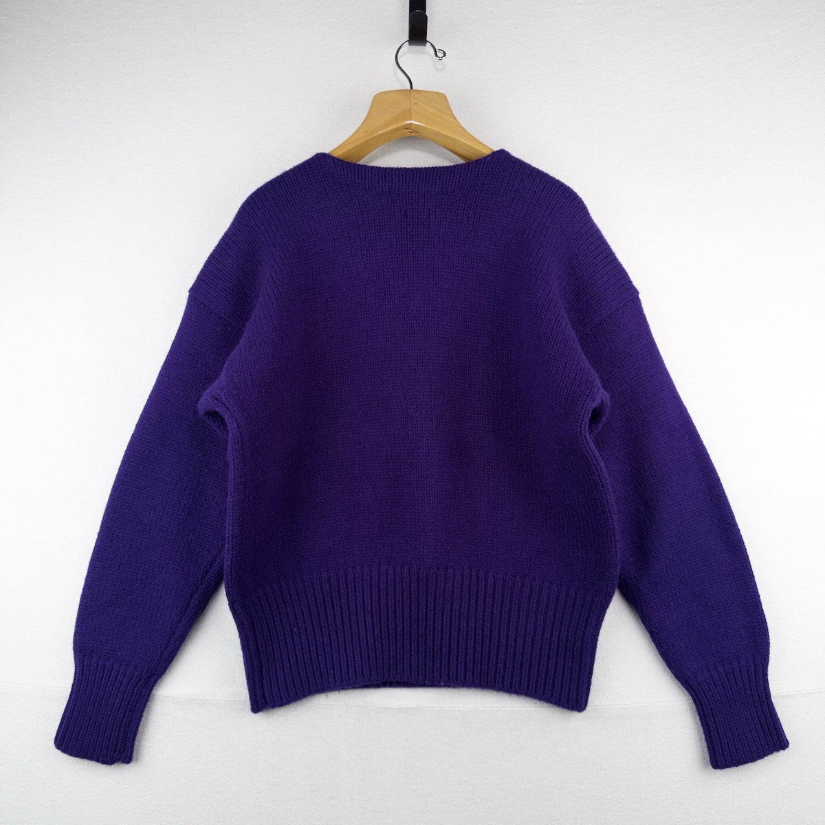 80’s Vtg Polo Ralph Lauren Wool Boat Neck Purple Embroidered Crest Sweater XL