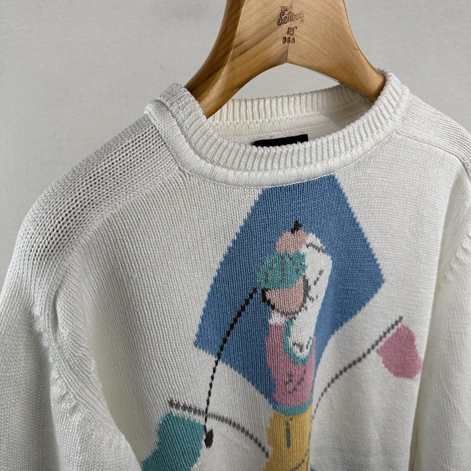 90s Vintage Gant Hand Intarsia Men’s XL Knit Golf Sweater Graphic