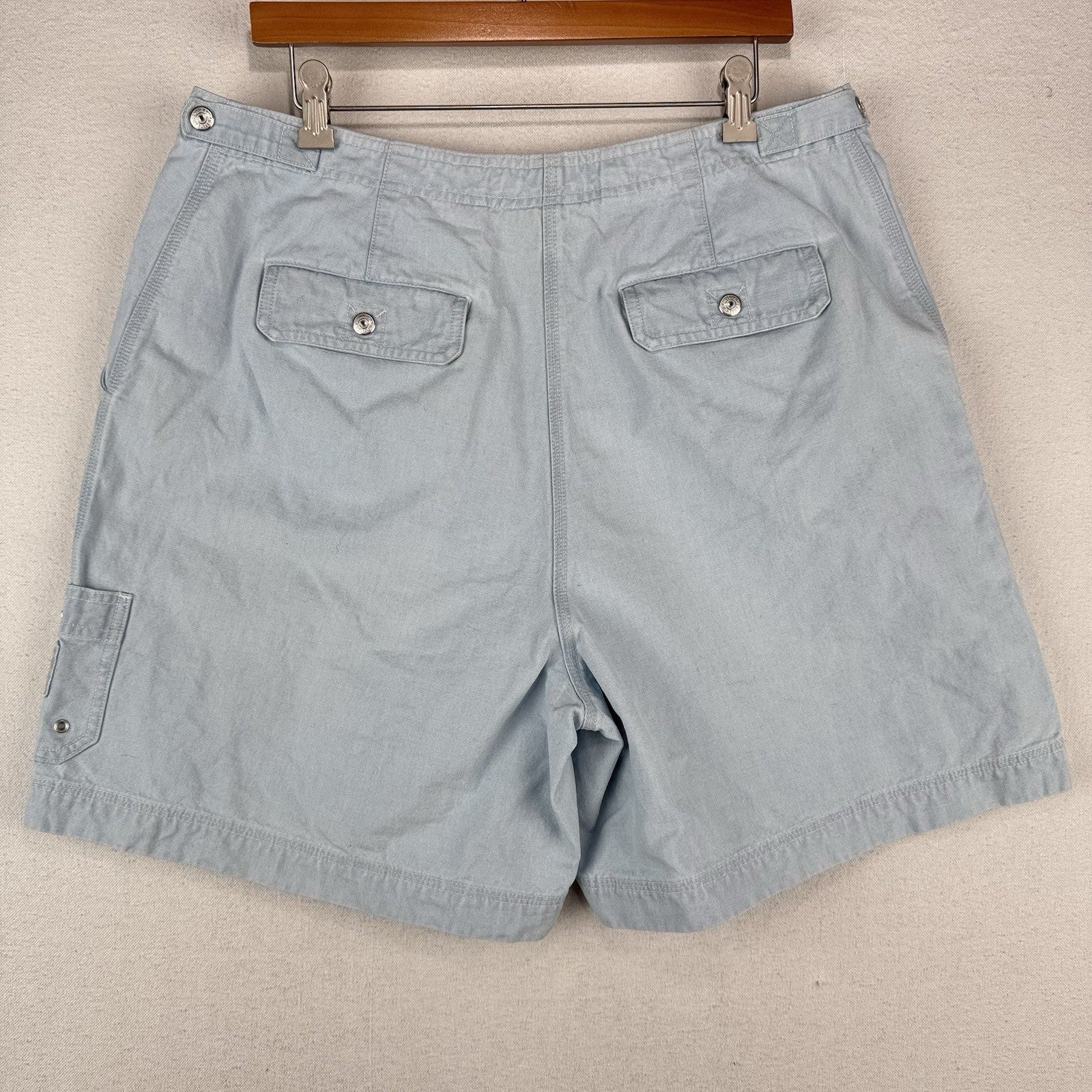 Vtg Lauren Ralph Lauren Chambray Blue Utility Cargo Shorts Womens 14 Cotton 6.5”