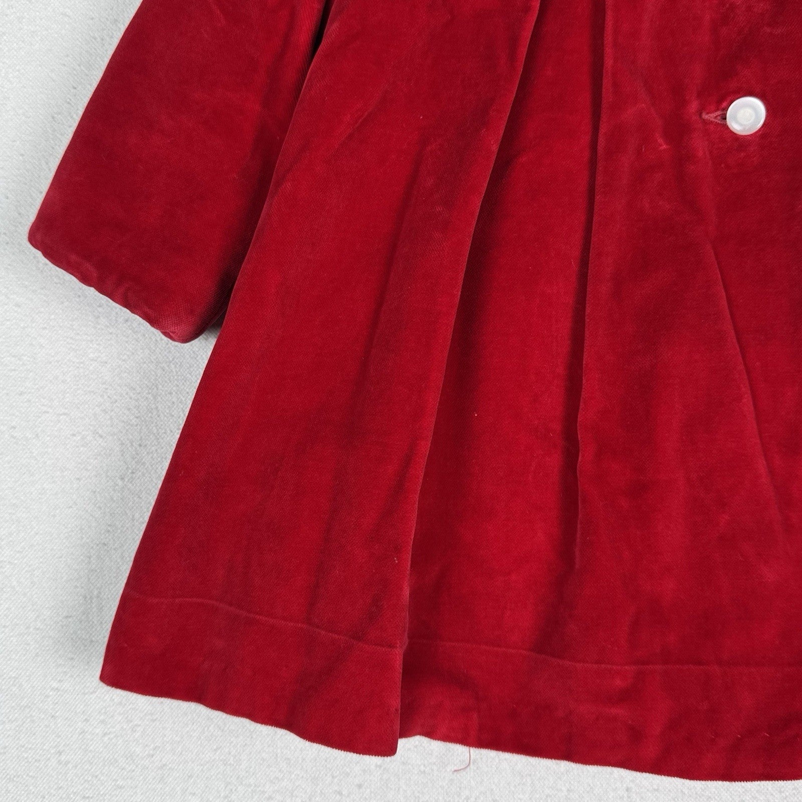 Vintage 60’s 70’s Red Velvet Swing Coat Fur Collar Made In Canada 3T Toddler