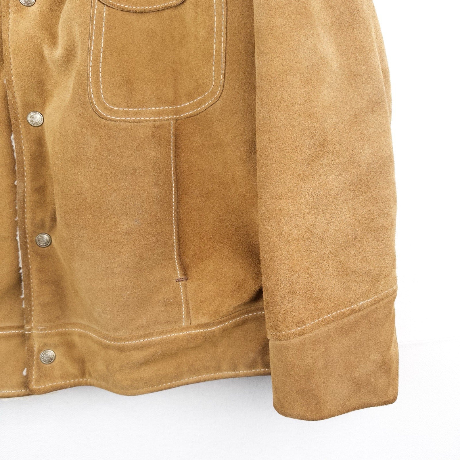 70’s Vtg Towncraft Shearling Suede Jacket Men’s Western Ranch Sheepskin 46R USA