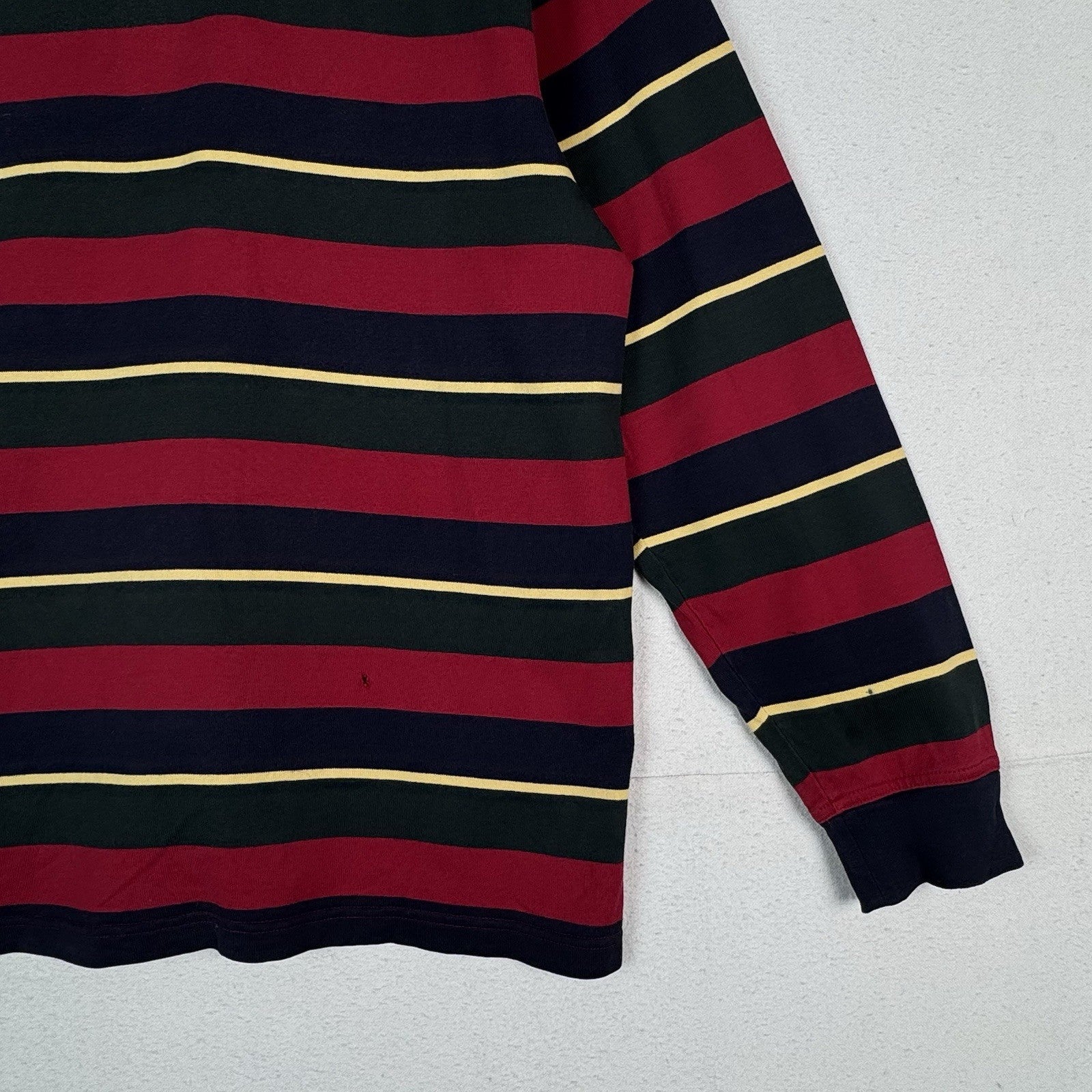 Vintage 90s Brooks Brothers Polo Rugby Striped Red Blue Yellow LS *Distressed