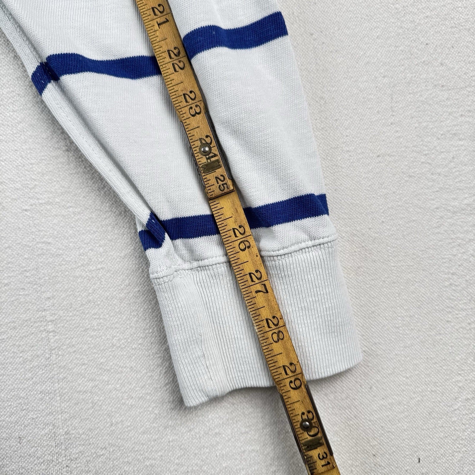 90’s Vtg Polo Ralph Lauren Rugby Shirt Mens 3XLT White Blue Stripe Lightweight