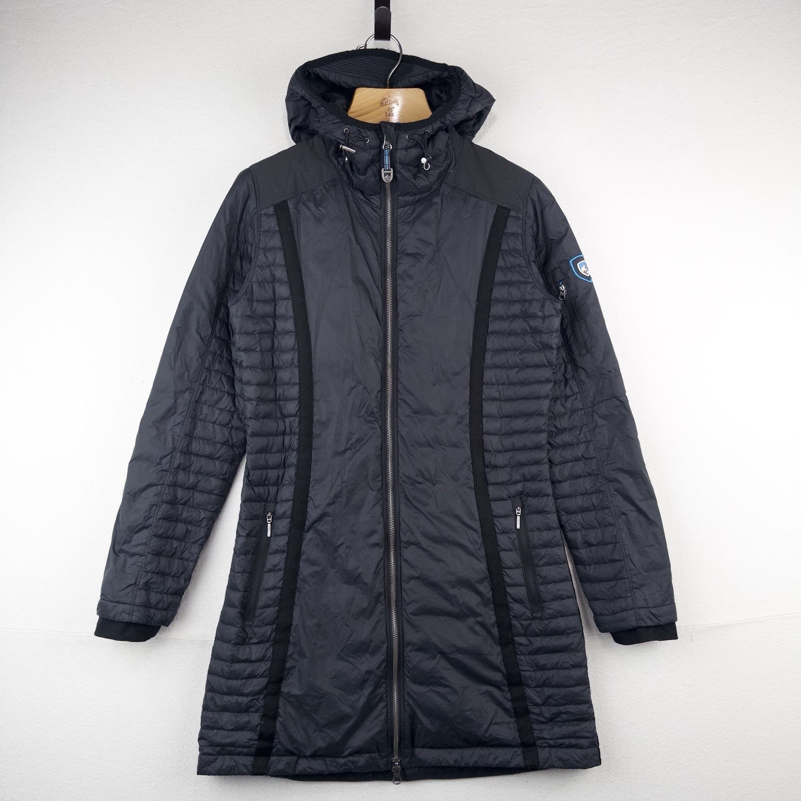 Kuhl Spyfire Parka Jacket Black Long Hooded Down Puffer Coat Women’s  Small