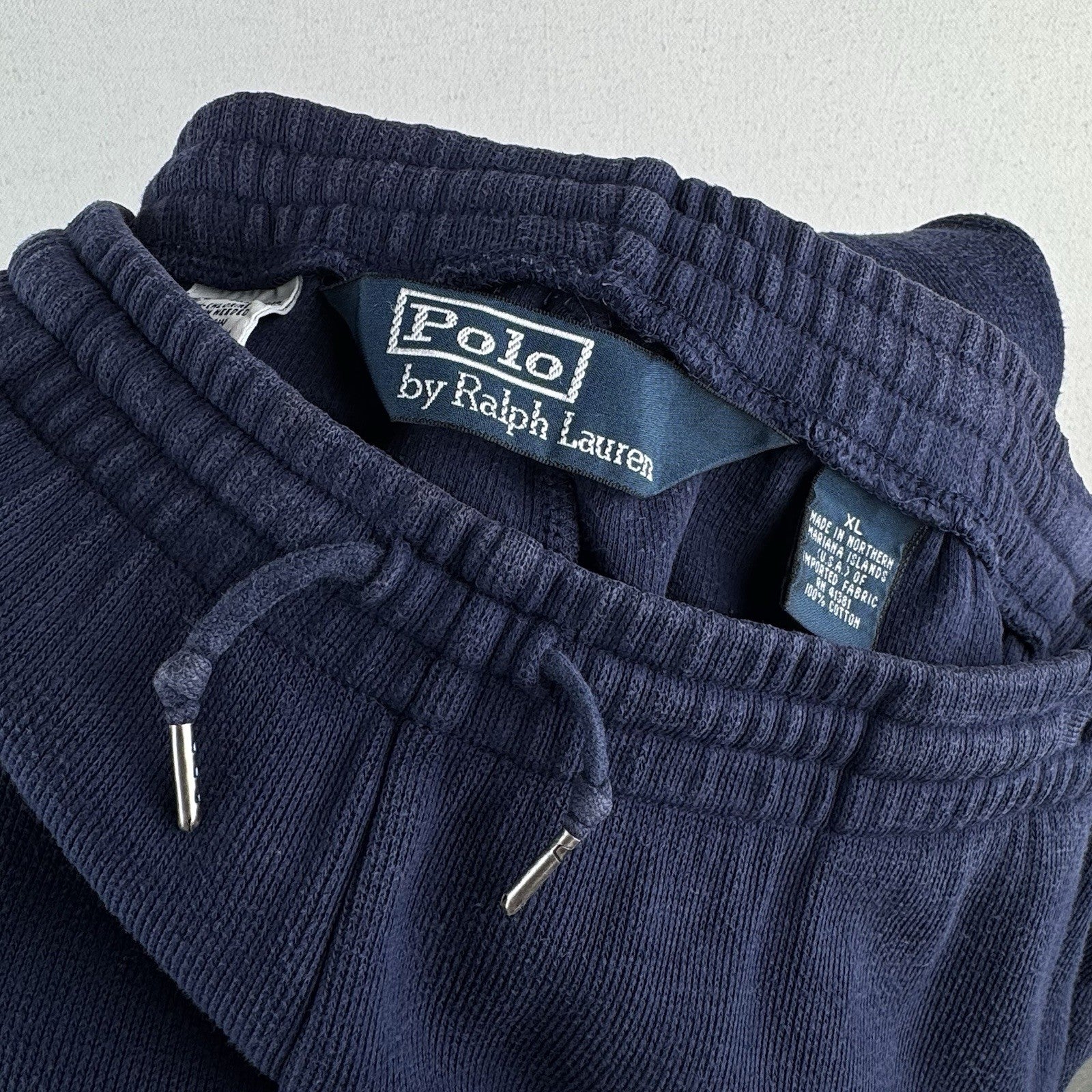 90’s Vtg Polo Ralph Lauren Men’s XL Ribbed Soft Sweatpants Navy Blue Baggy Faded