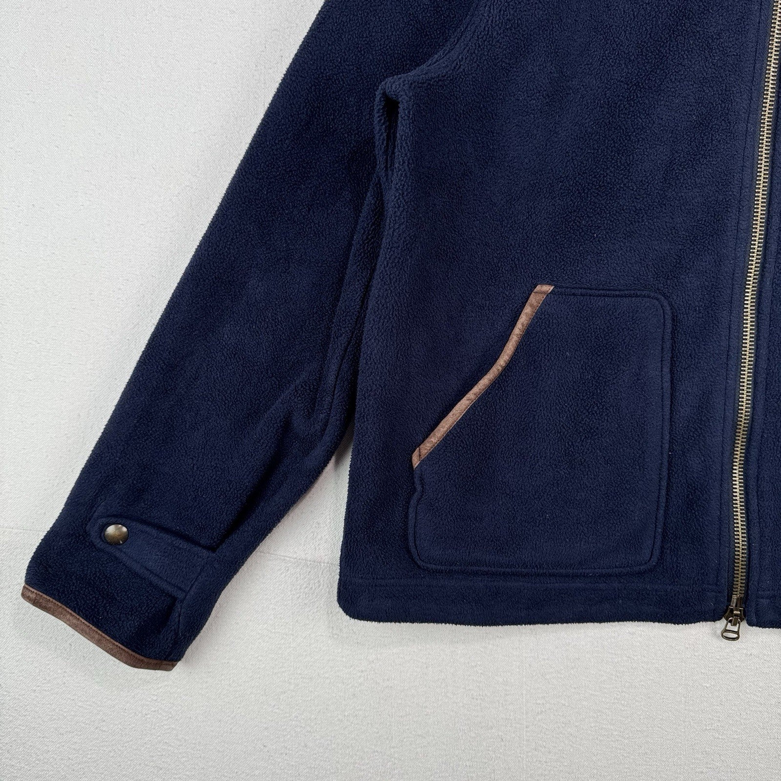 90s Vtg Polo Ralph Lauren XL Deep Pile Fleece Jackt Suede Trim Bomber Harrington