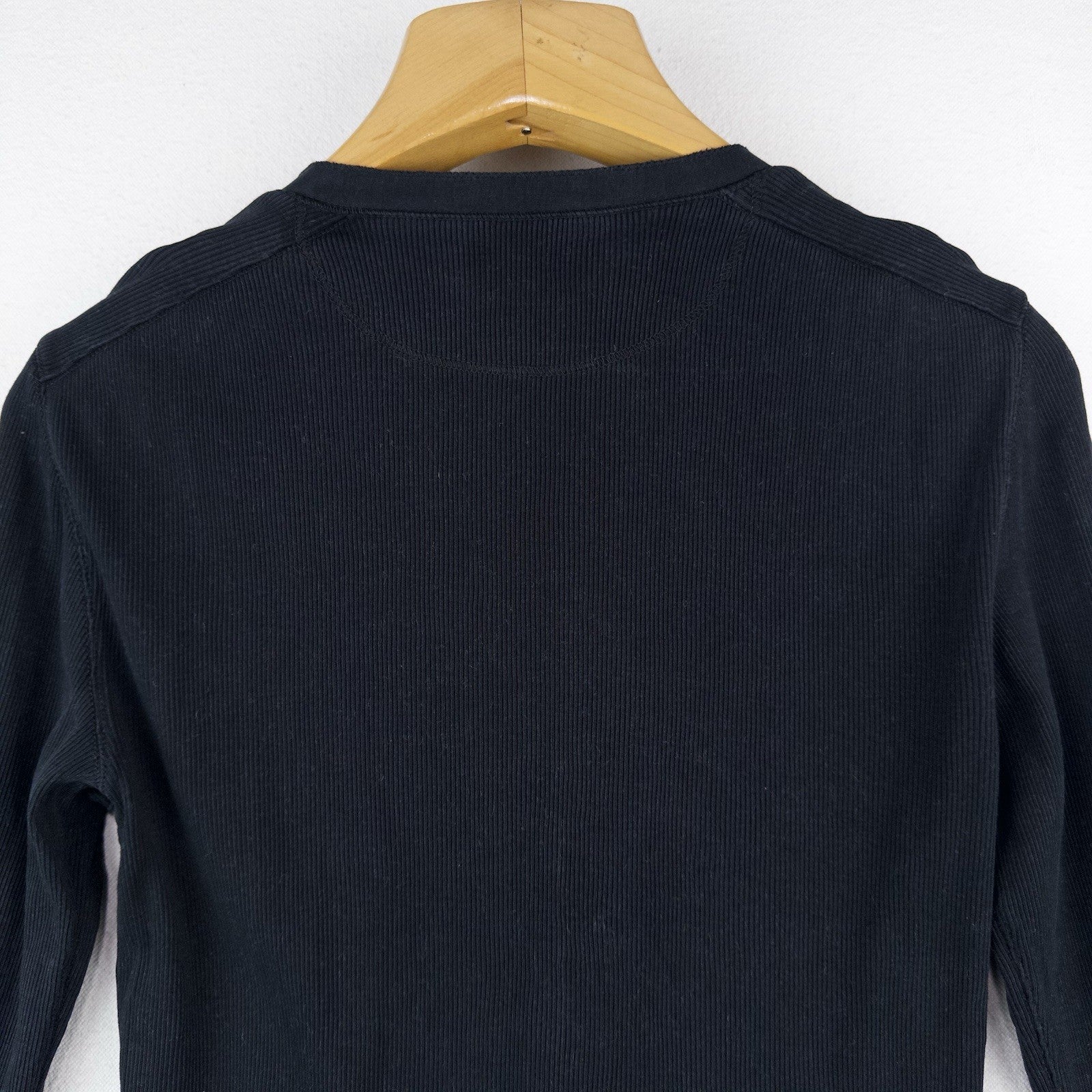 Polo Ralph Lauren Black Ribbed Lightweight Henley Shirt Men’s L *Distressed