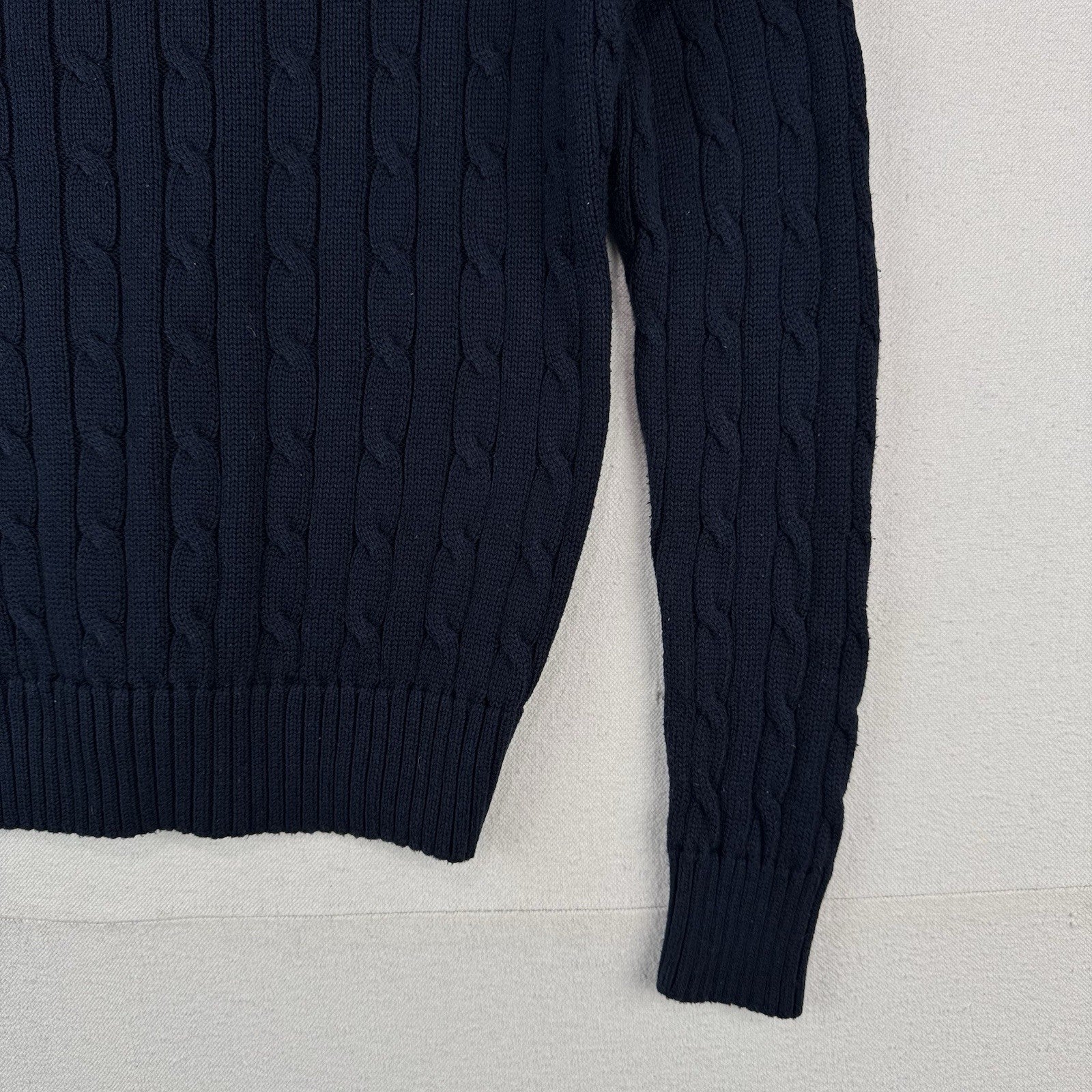 Polo Ralph Lauren Women’s Large Cable Knit Sweater Cotton Navy Blue