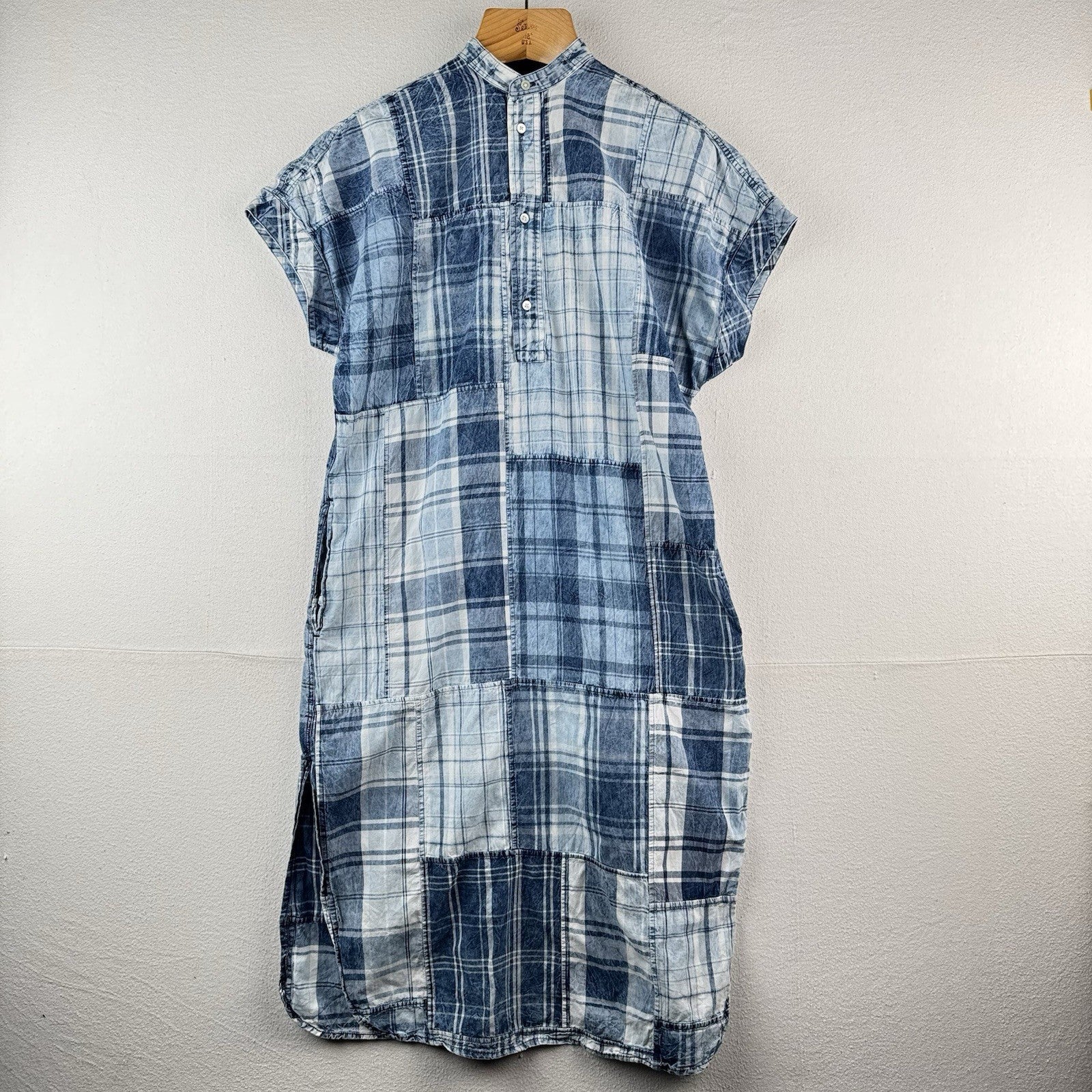 Polo Ralph Lauren Plaid-Patchwork Henley Cotton Shirt Dress Women’s 6