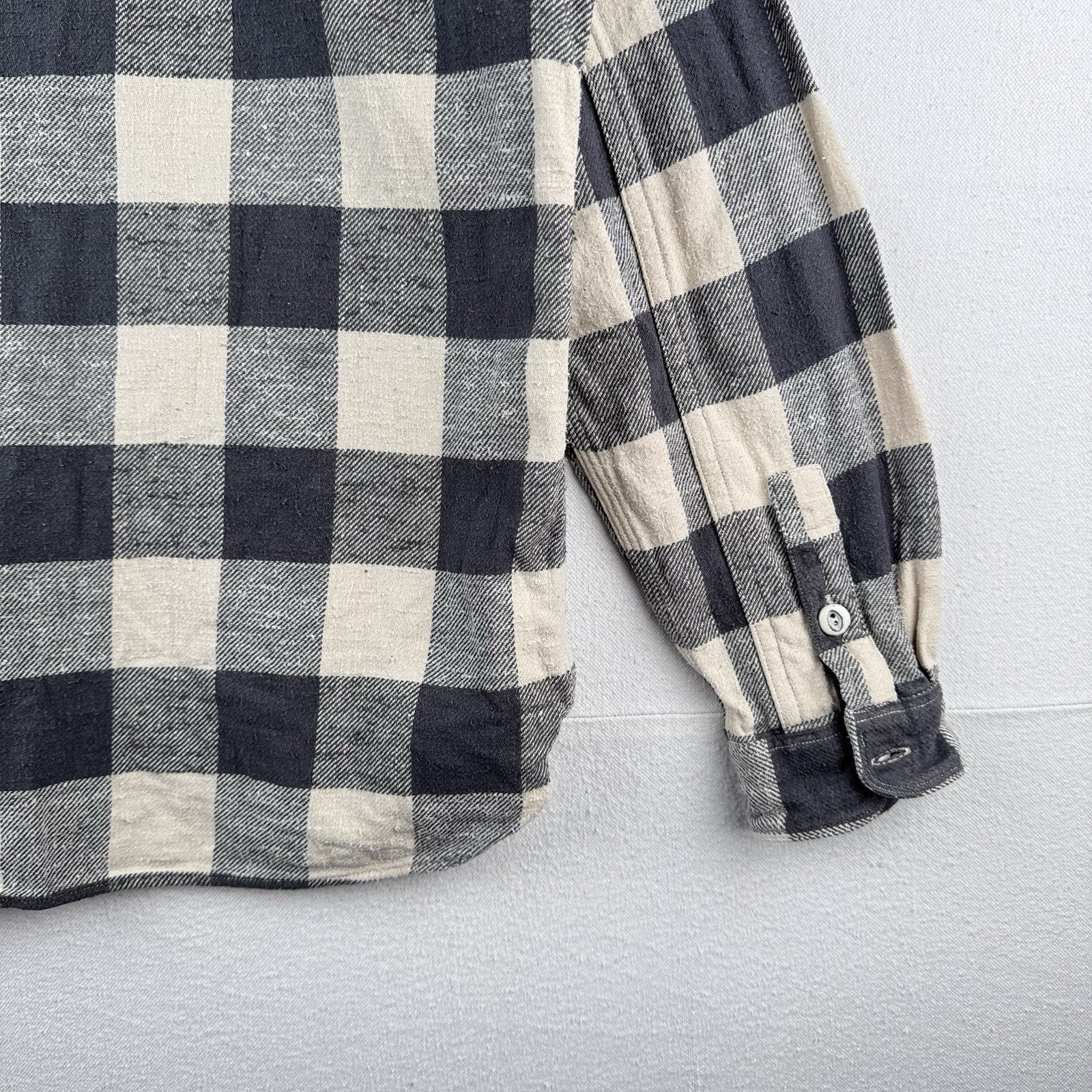 Polo Ralph Lauren Flannel Work Shirt Mens Large Gray Buffalo Check Twill Utility