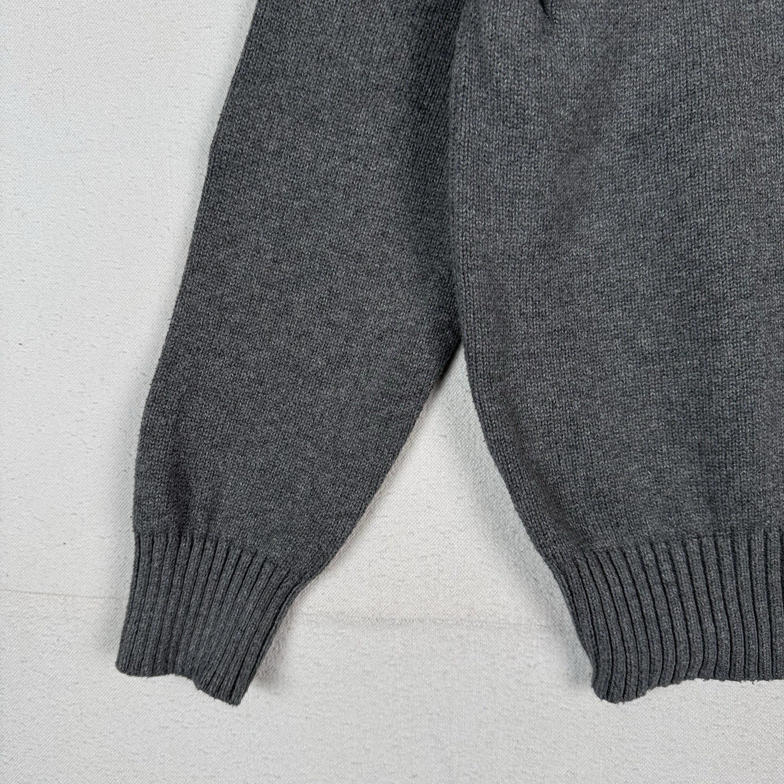 Vintage Polo Ralph Lauren 1/4 Button Neck Sweater Men’s L Gray Cotton Pullover
