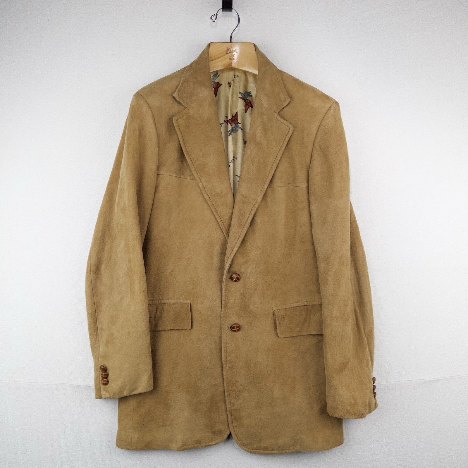 70’s Vtg M.S. McClellan Mens 36 Leather Suede Sport Coat Jacket Camel Tan *Read