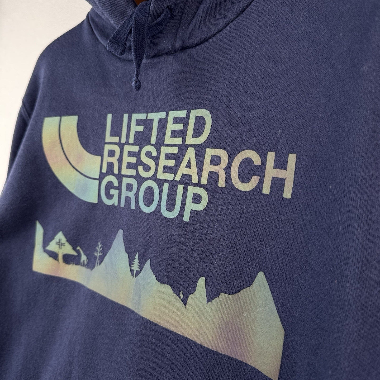LRG Lifted Research Group Blue Mens Medium Mountain Graphic Reflective Logo